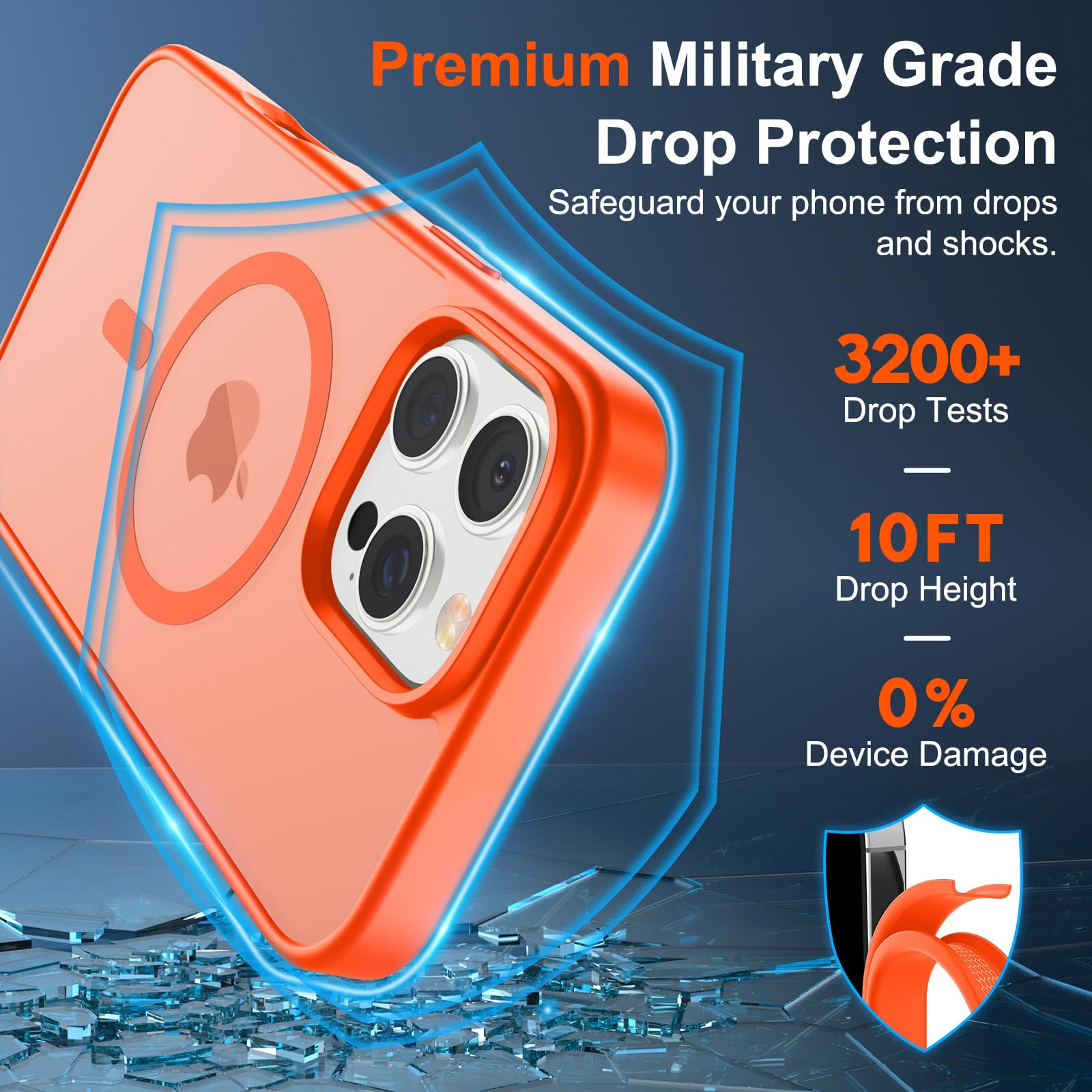 Foto 4 pulgar | Funda Magnética Supfine Para Iphone 16 Pro Naranja - Venta Internacional.