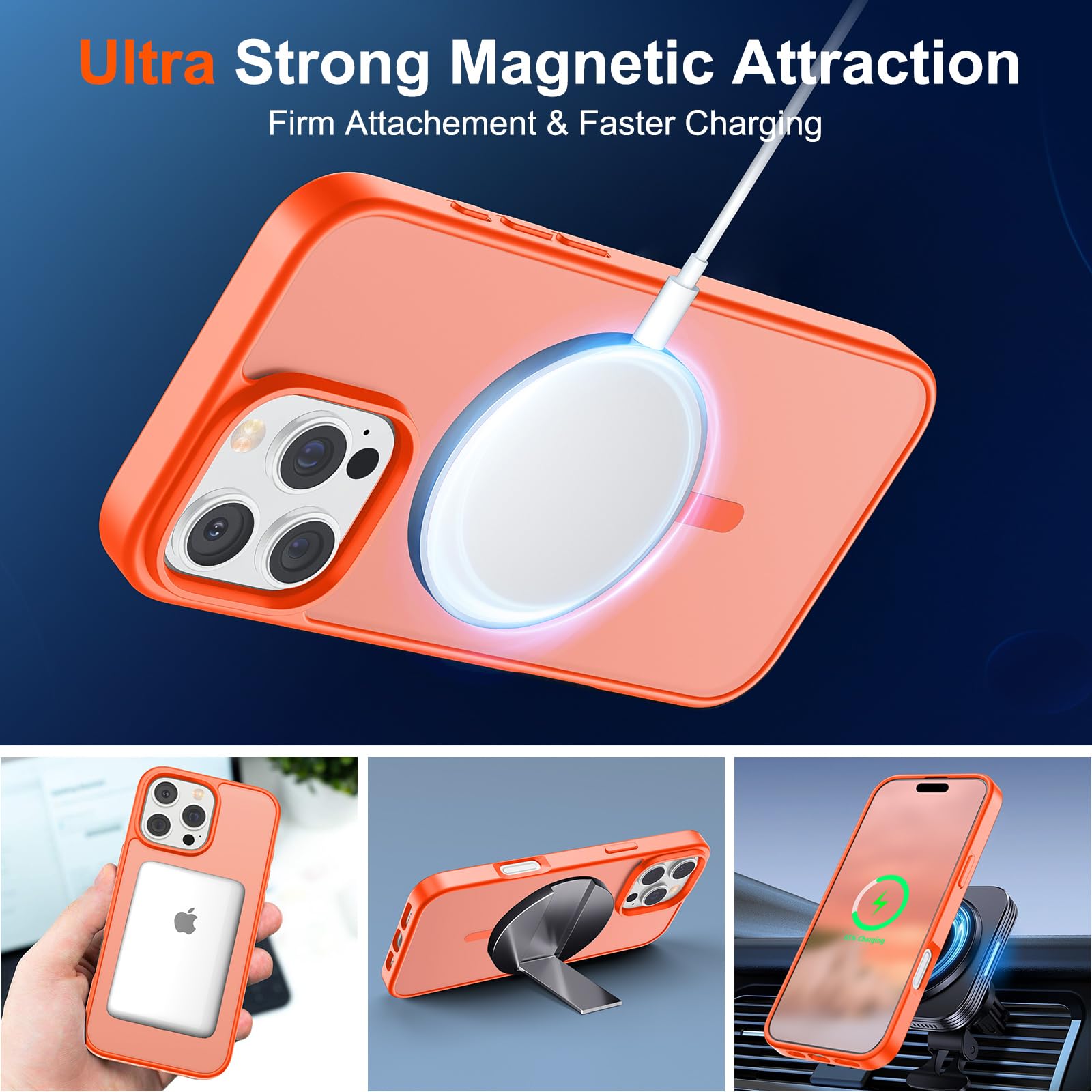 Foto 6 pulgar | Funda Magnética Supfine Para Iphone 16 Pro Naranja - Venta Internacional.