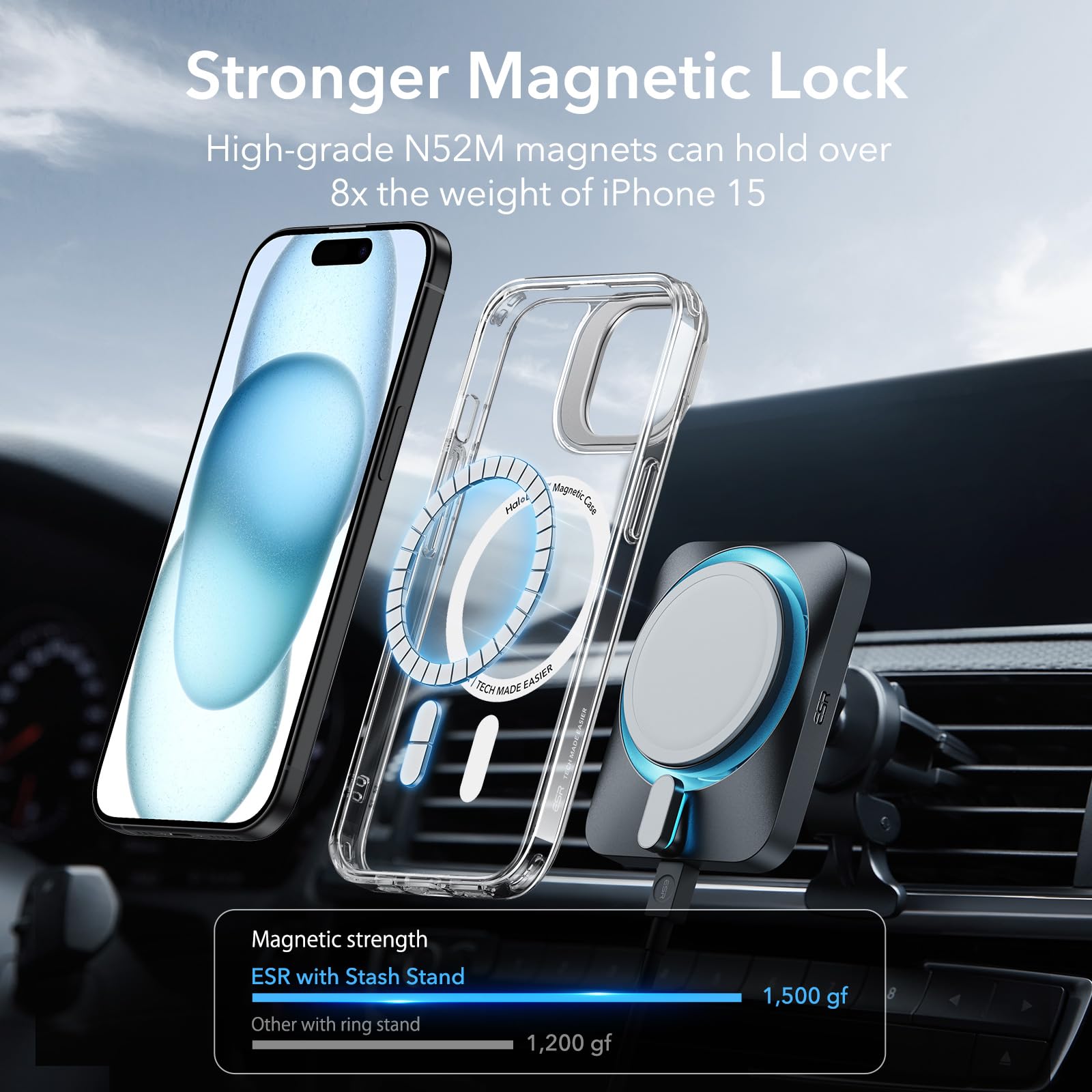 Foto 6 pulgar | Funda De Teléfono Esr Para Iphone 15 Con Magsafe De Grado Militar Transparente - Venta Internacional.