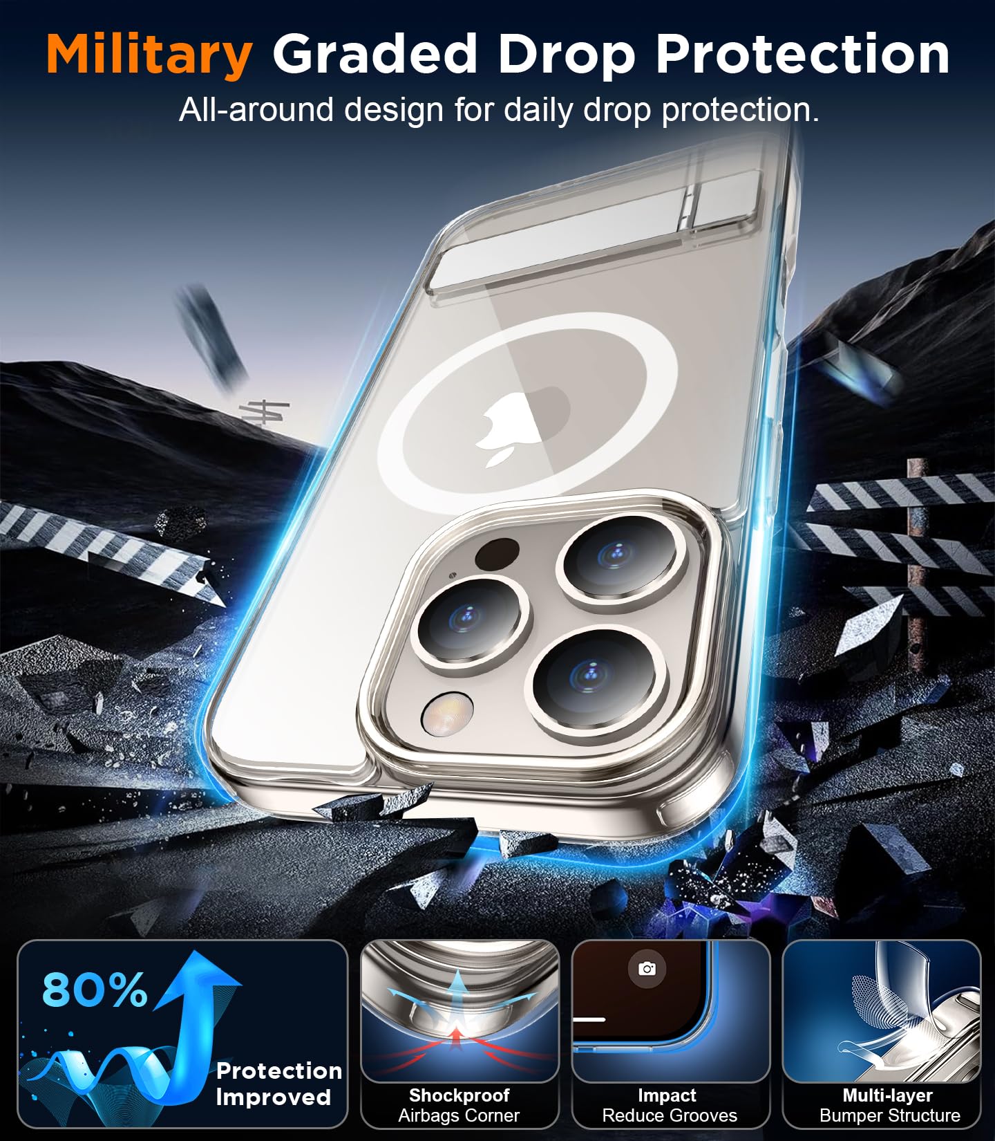 Foto 5 pulgar | Funda De Teléfono Temdan Magnetic Compatible Con Iphone 16 Pro - Venta Internacional.