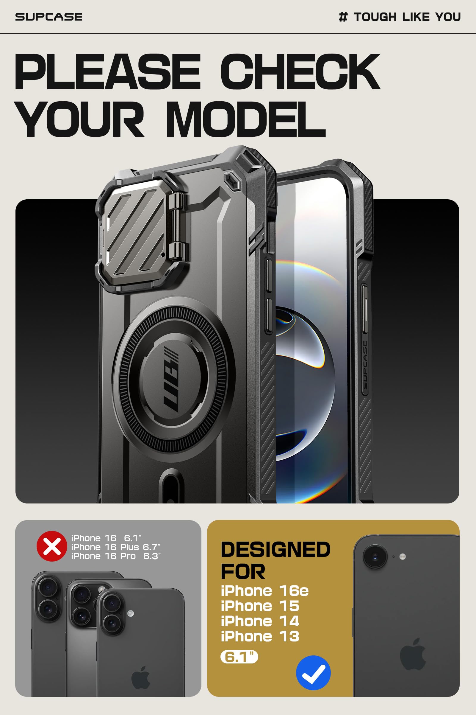 Foto 3 pulgar | Funda De Teléfono Supcase Para Iphone 16e/15/14/13 Con Funda De Cámara - Venta Internacional.