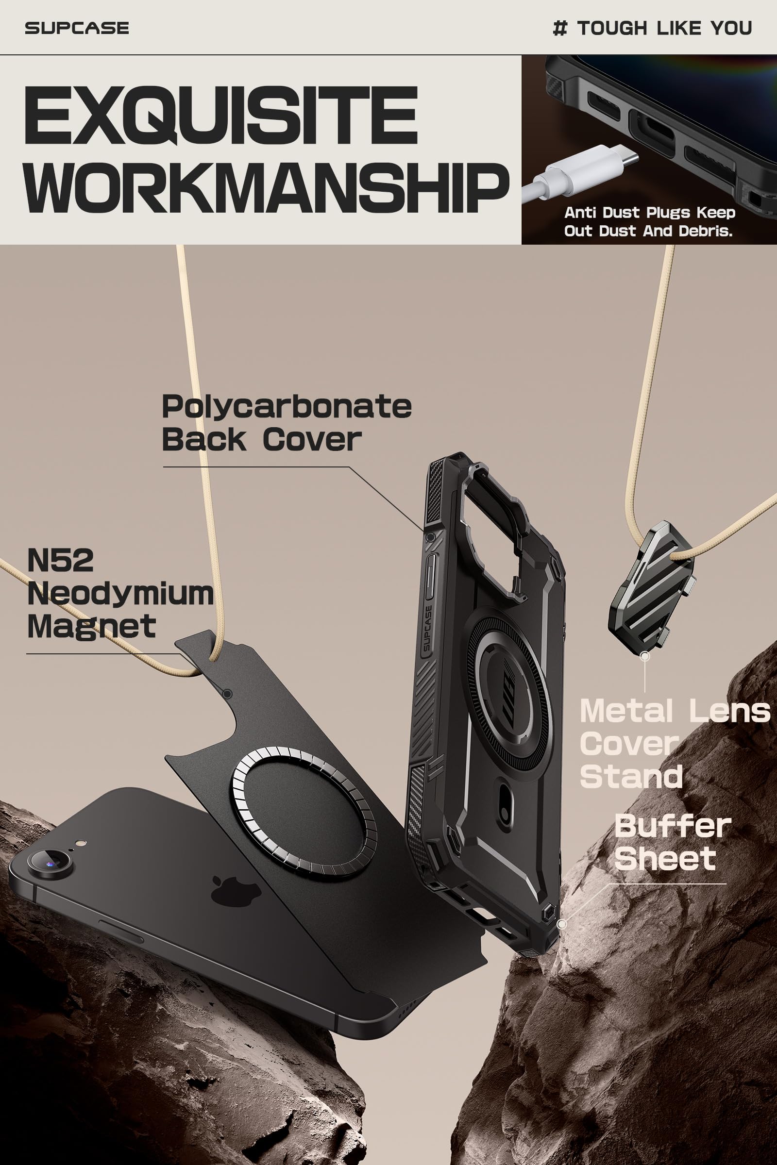 Foto 6 pulgar | Funda De Teléfono Supcase Para Iphone 16e/15/14/13 Con Funda De Cámara - Venta Internacional.