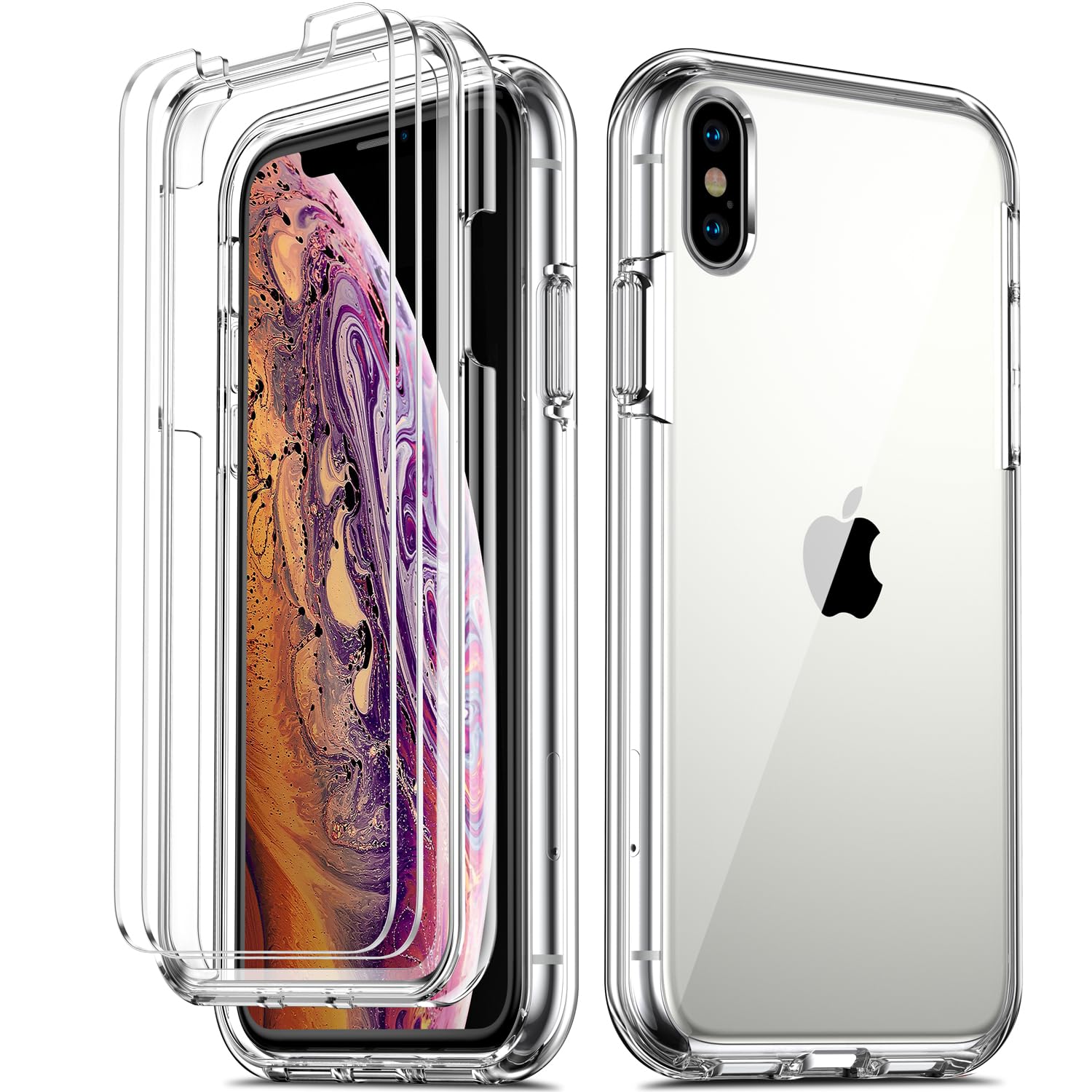Foto 2 pulgar | Funda De Teléfono Coolqo Compatible Para Iphone X/xs Con 2 Cristales - Venta Internacional.