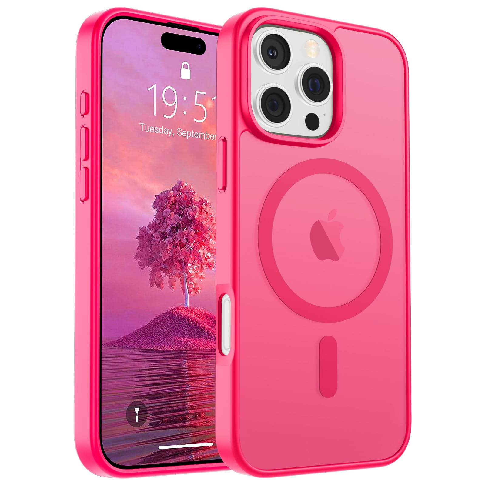 Funda Magnética Supfine Para Iphone 16 Pro, Color Rosa Intenso - Venta Internacional.