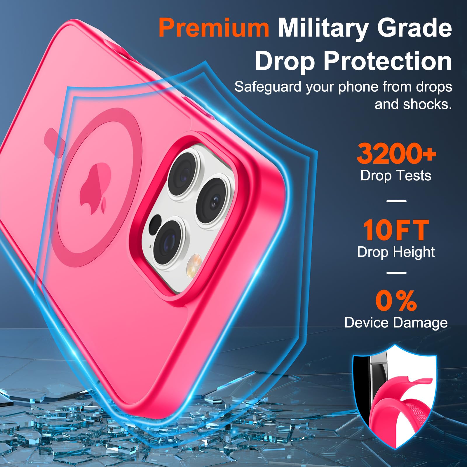 Foto 4 pulgar | Funda Magnética Supfine Para Iphone 16 Pro, Color Rosa Intenso - Venta Internacional.