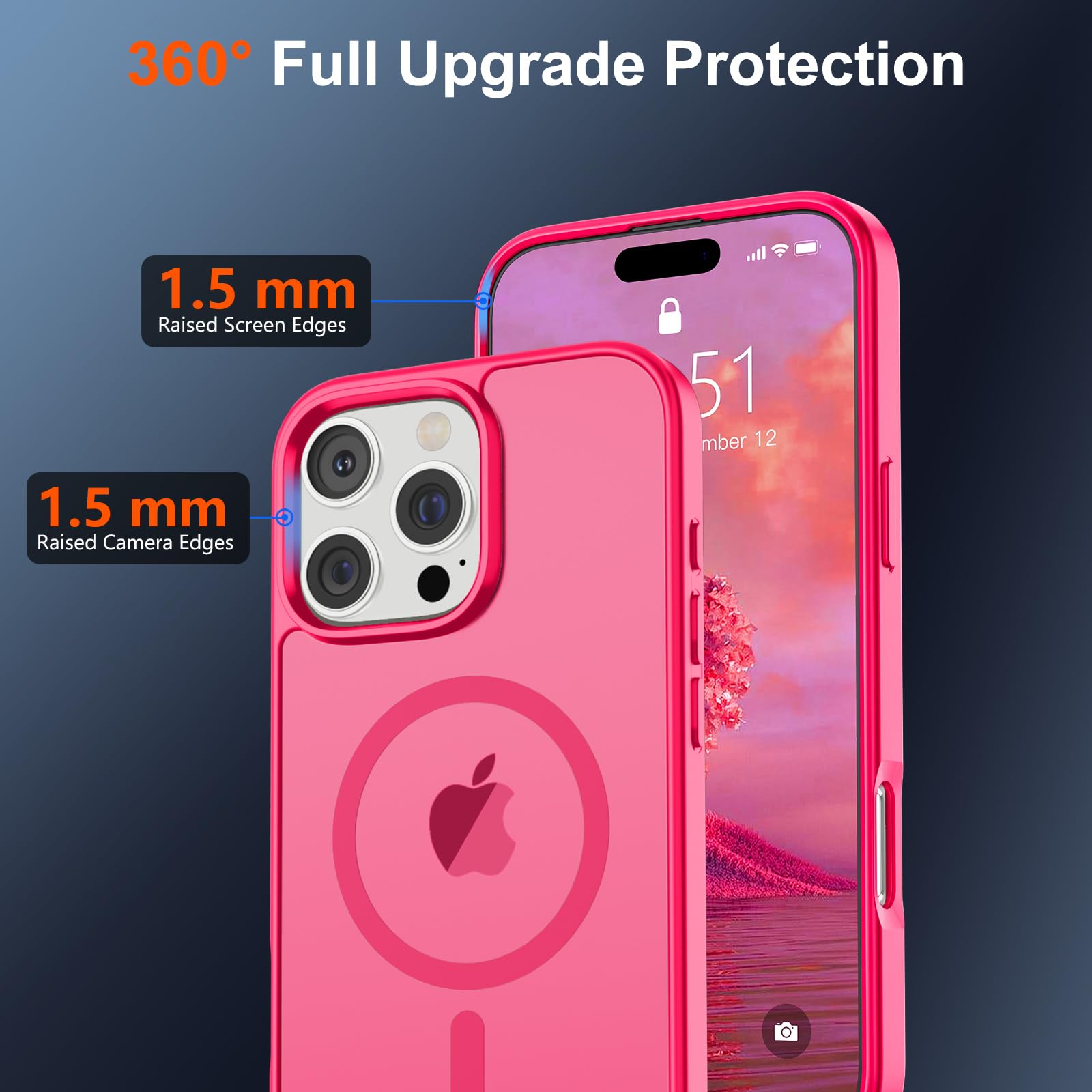 Foto 5 pulgar | Funda Magnética Supfine Para Iphone 16 Pro, Color Rosa Intenso - Venta Internacional.