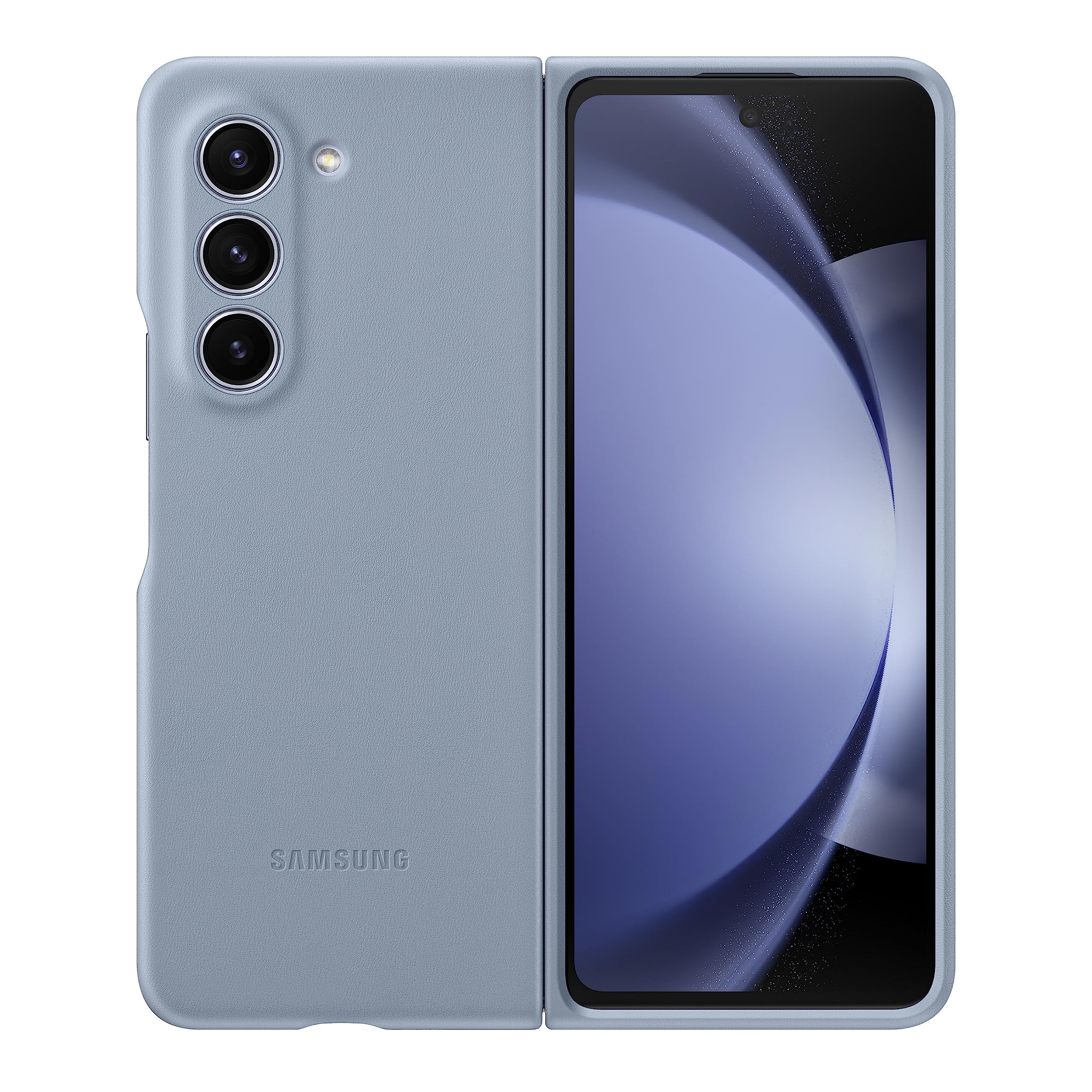 Funda Para Teléfono Samsung Galaxy Z Fold5 De Piel Ecológica, Color Azul Helado - Venta Internacional.