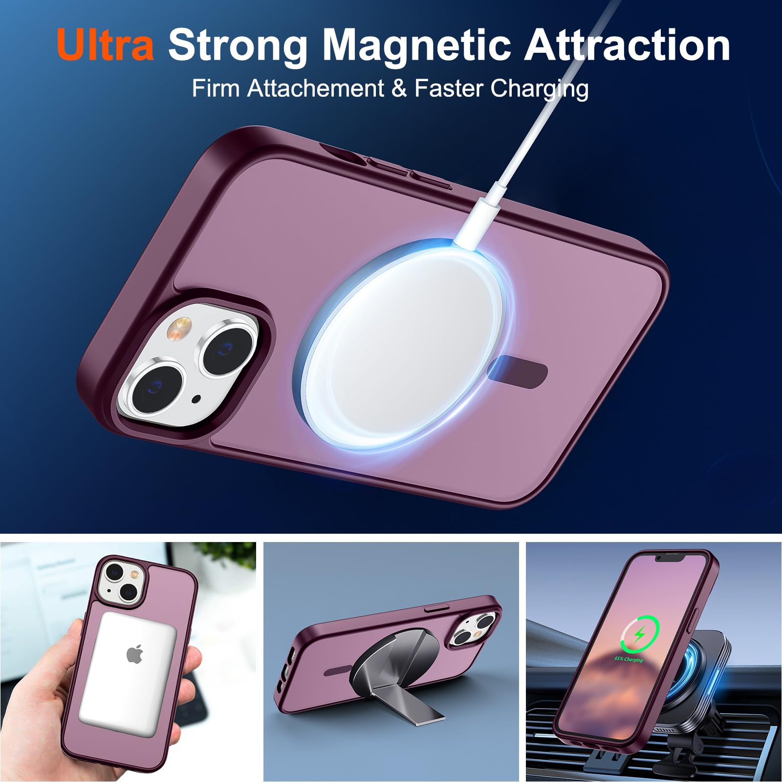 Foto 6 pulgar | Funda Magnética Supfine Para Iphone 14/13, Color Rojo Vino - Venta Internacional.