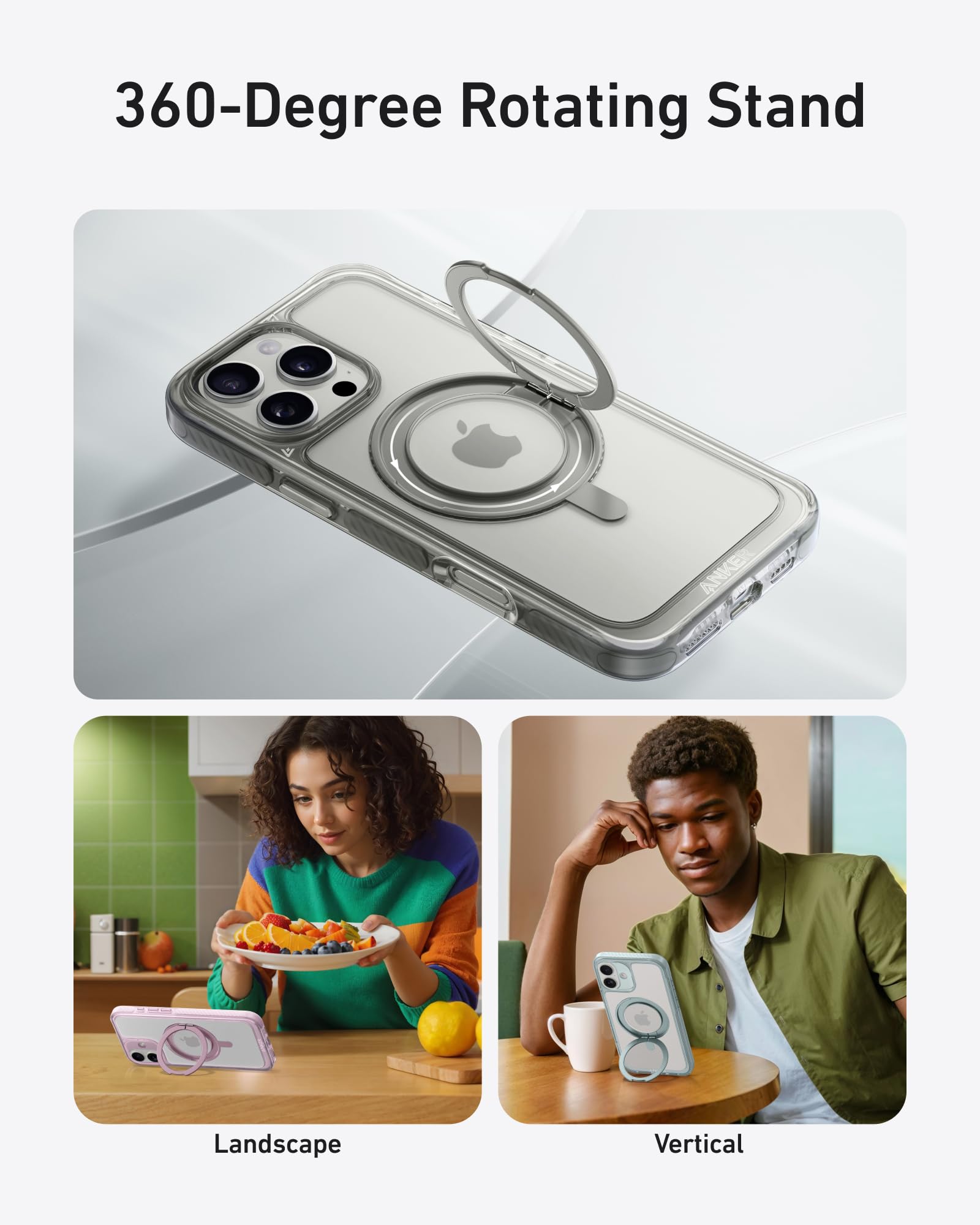 Foto 3 pulgar | Funda Anker Ultra Magnetic Con Soporte Anular De 360° Para Iphone 16 Pro - Venta Internacional.