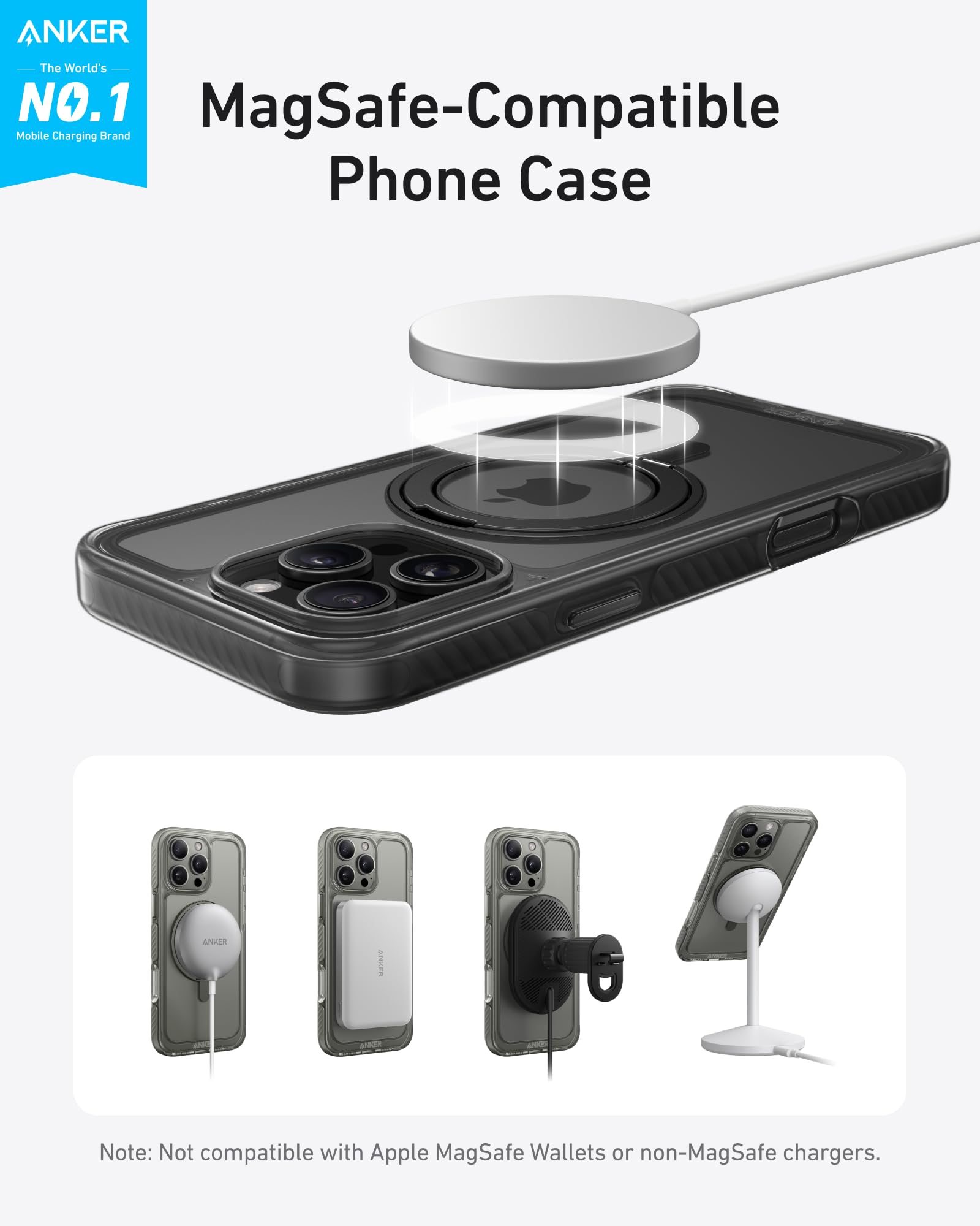 Foto 4 pulgar | Funda Anker Ultra Magnetic Con Soporte Anular De 360° Para Iphone 16 Pro Max - Venta Internacional.