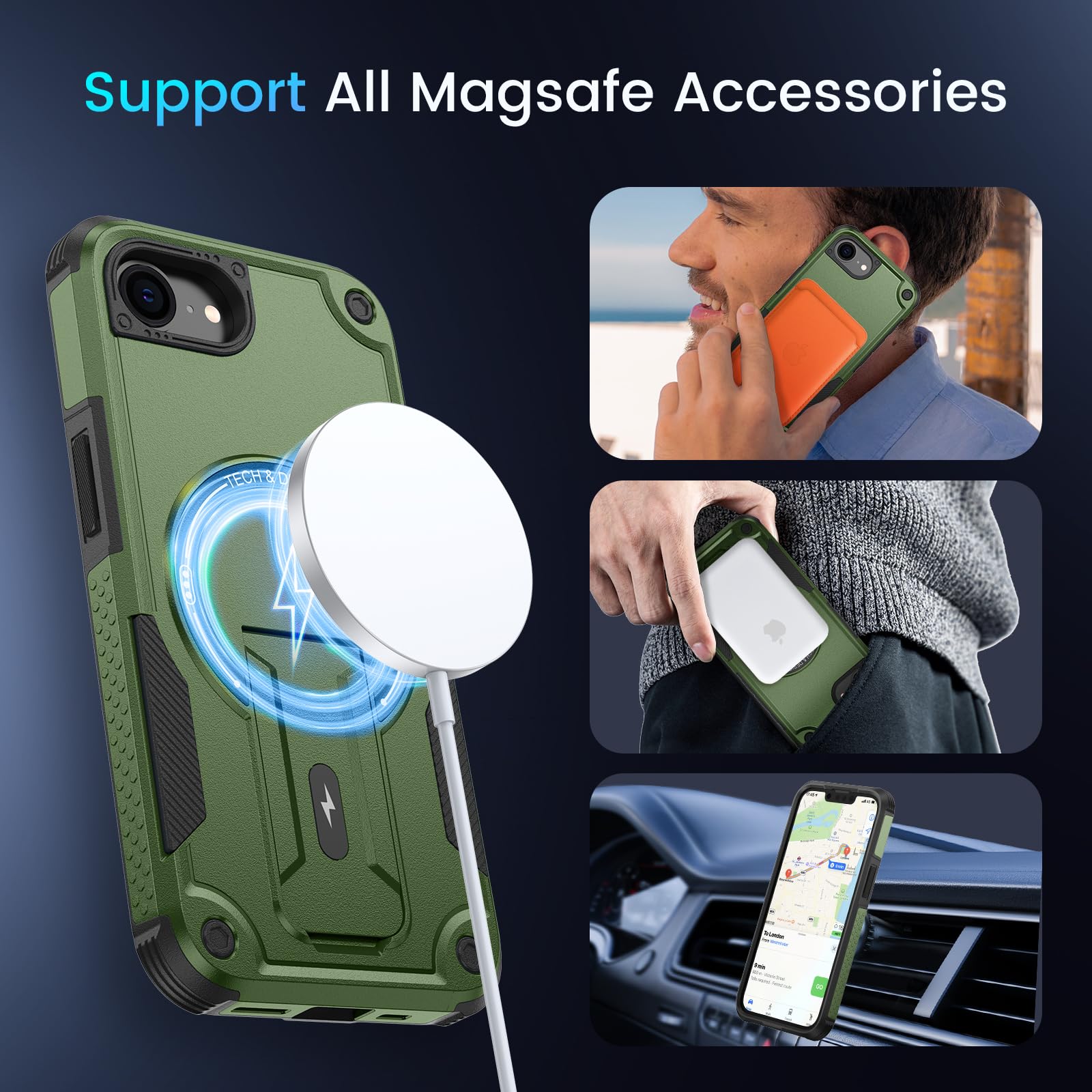 Foto 5 pulgar | Funda De Teléfono Caka Para Iphone 16e Con Soporte Y Protector De Pantalla - Venta Internacional.