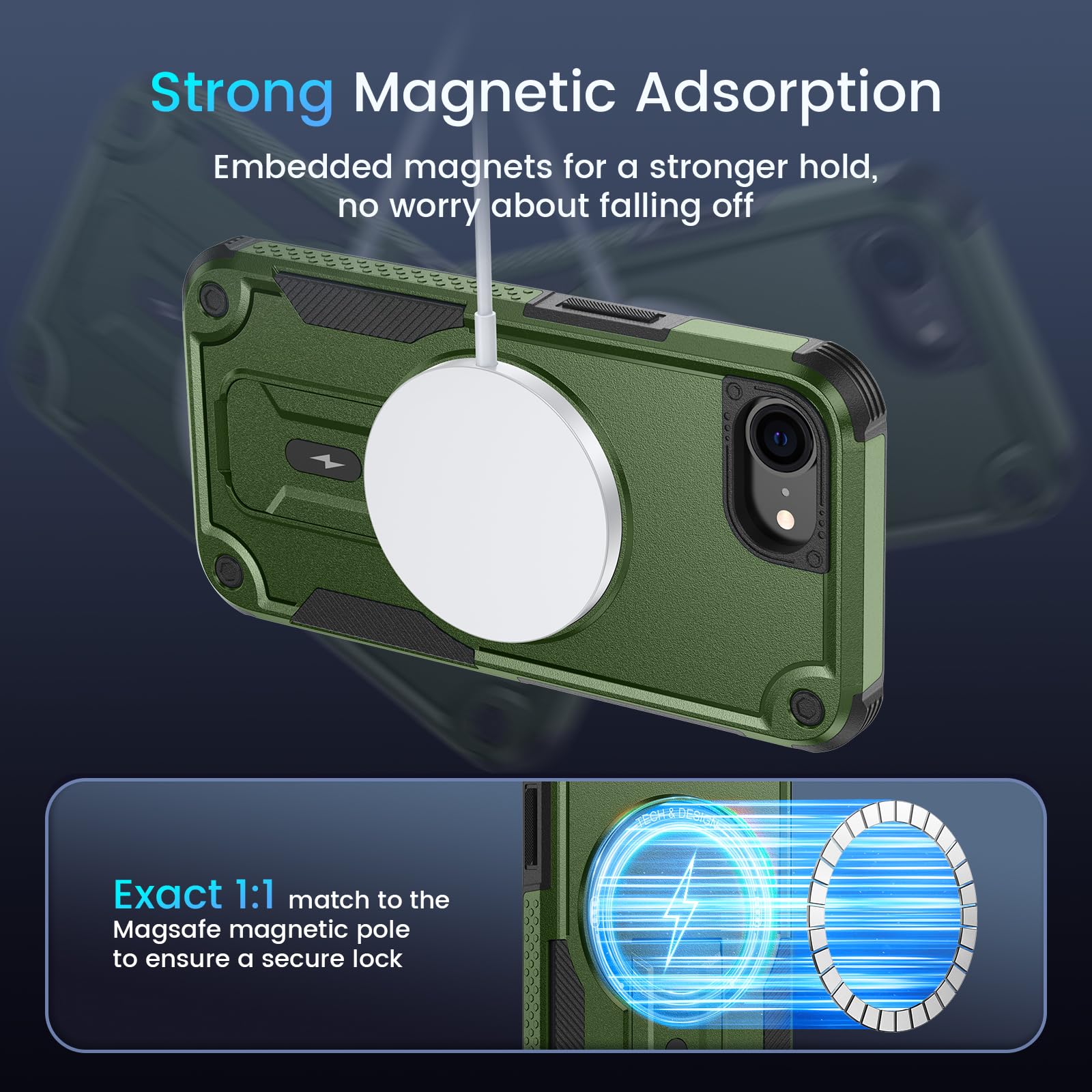Foto 5 | Funda De Teléfono Caka Para Iphone 16e Con Soporte Y Protector De Pantalla - Venta Internacional.