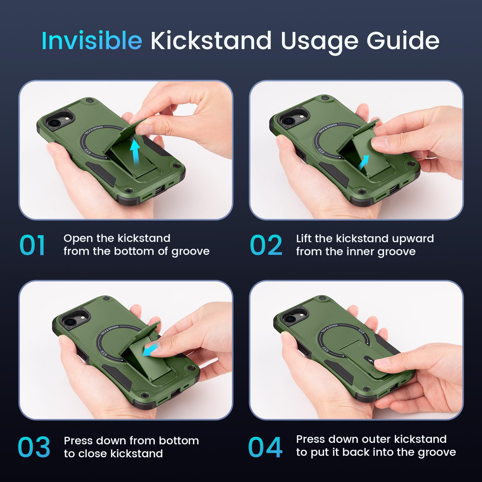 Foto 7 pulgar | Funda De Teléfono Caka Para Iphone 16e Con Soporte Y Protector De Pantalla - Venta Internacional.