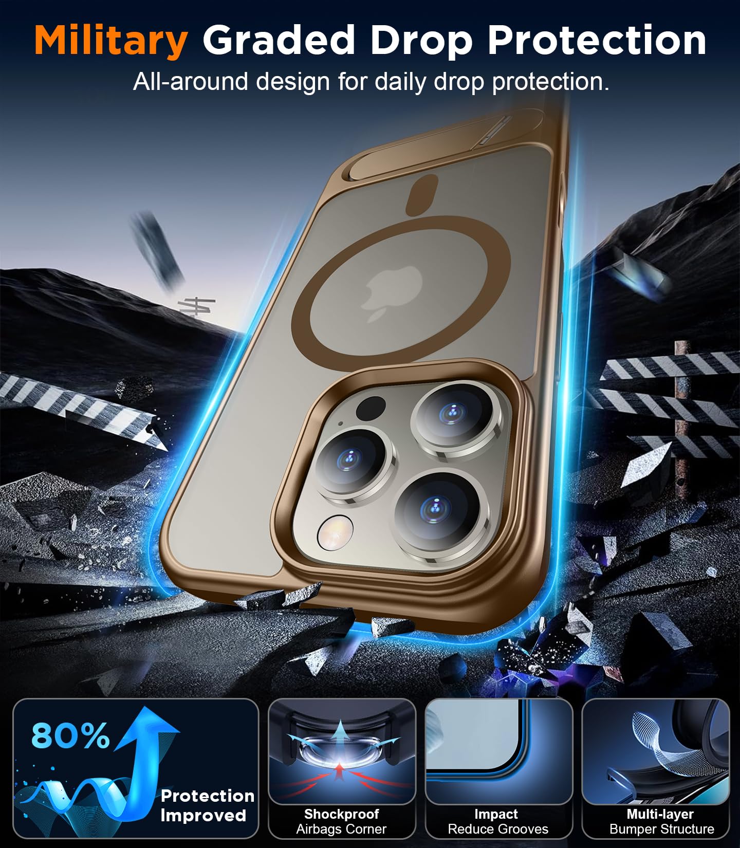 Foto 4 pulgar | Funda Magnética Temdan Con Soporte Para Iphone 16 Pro - Venta Internacional.