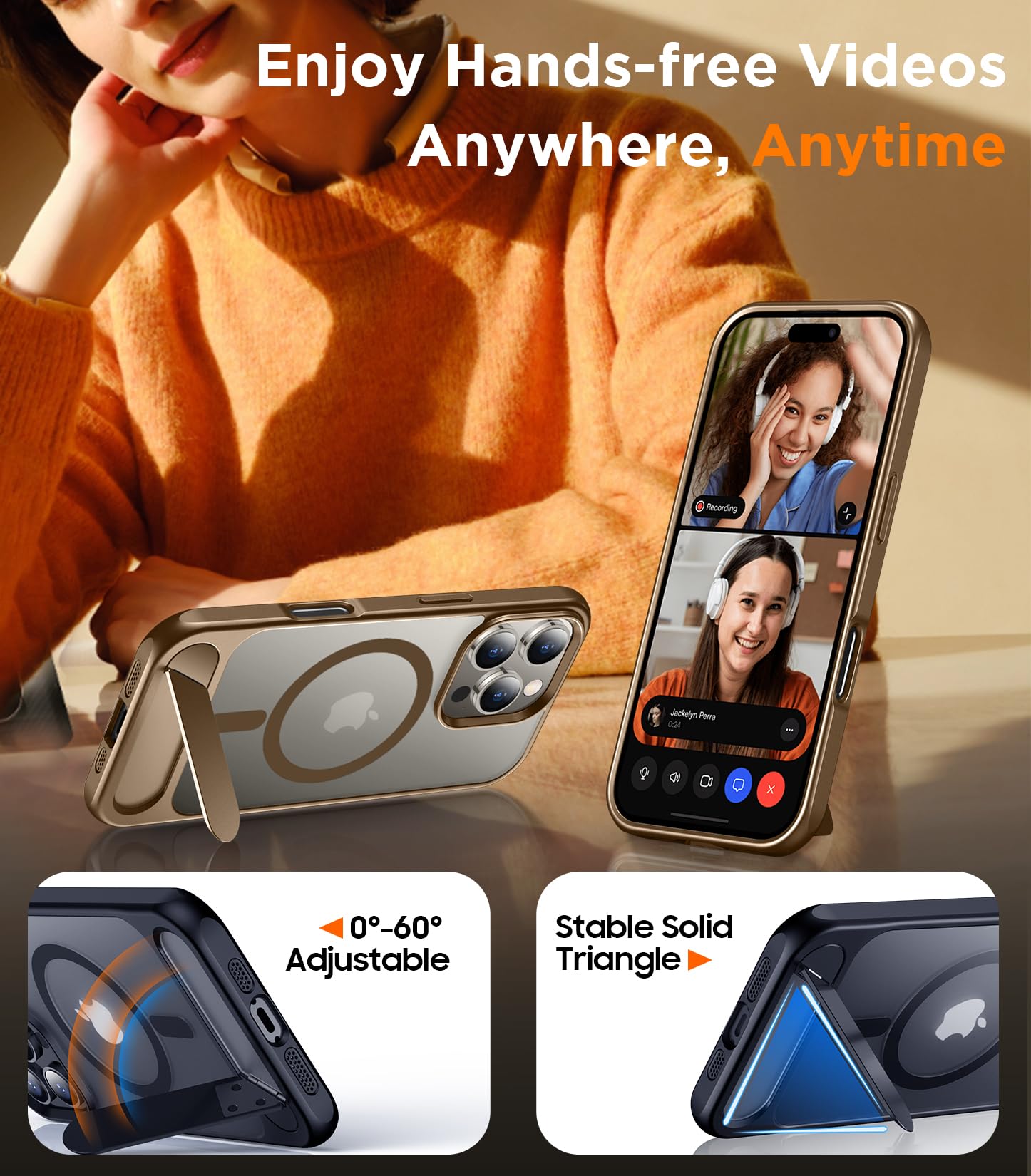 Foto 5 pulgar | Funda Magnética Temdan Con Soporte Para Iphone 16 Pro - Venta Internacional.