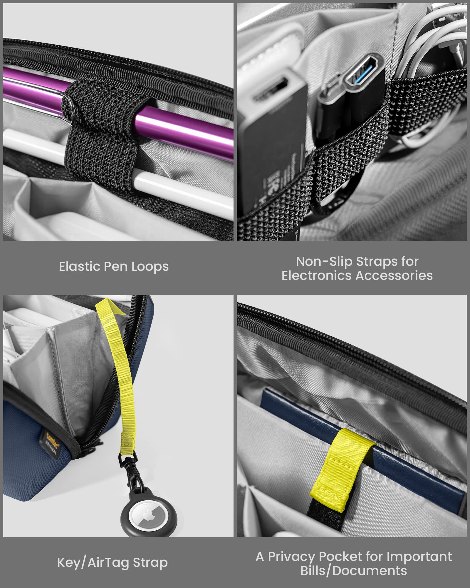 Foto 4 pulgar | Organizador Electrónico, Accesorio, Bolsa Tecnológica, Tomtoc, Azul Marino - Venta Internacional.