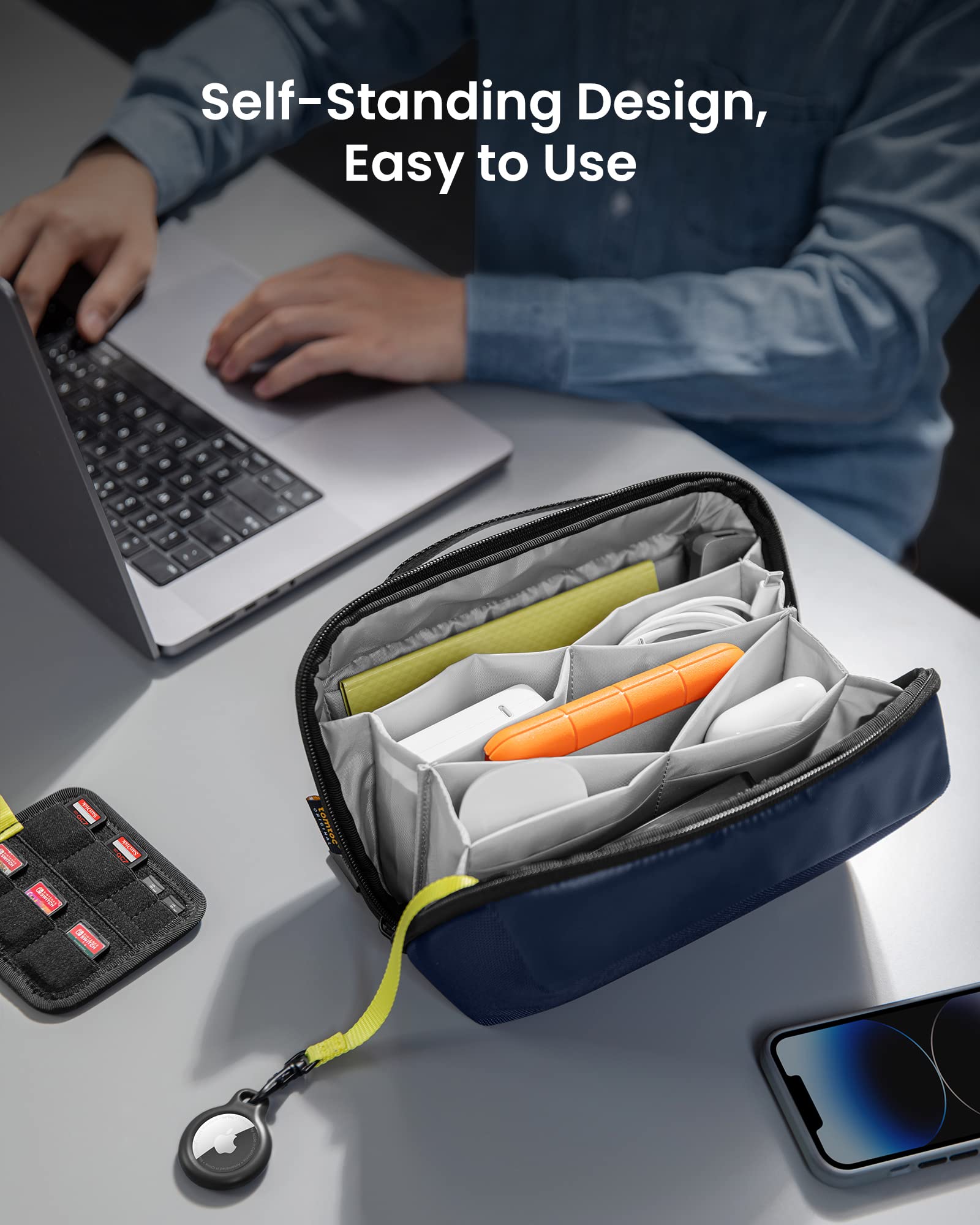Foto 5 pulgar | Organizador Electrónico, Accesorio, Bolsa Tecnológica, Tomtoc, Azul Marino - Venta Internacional.