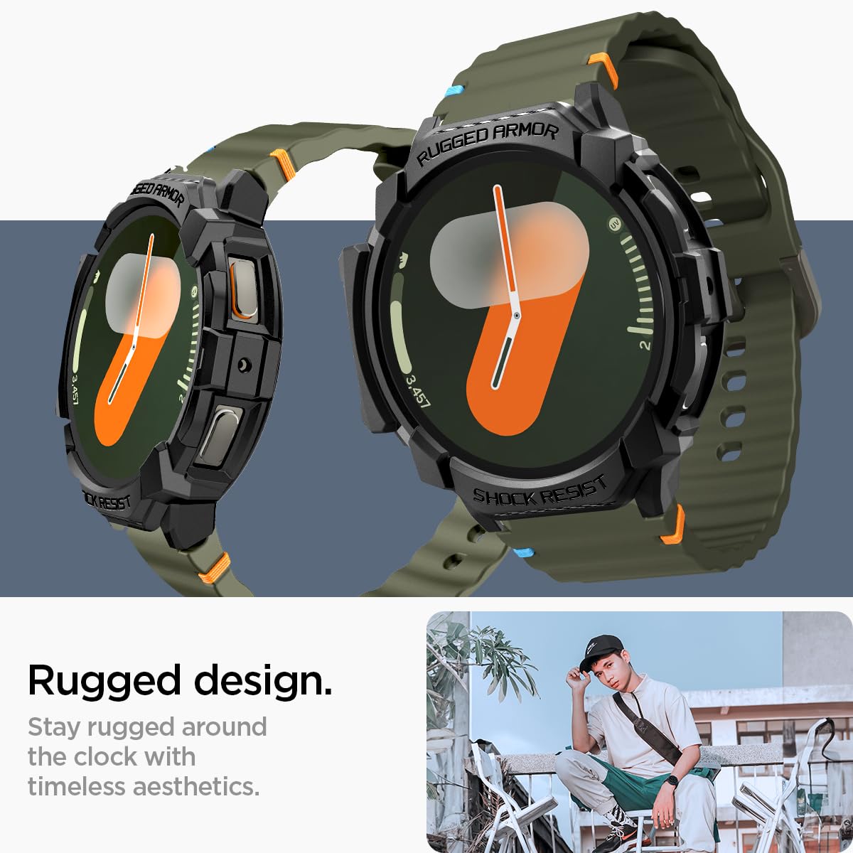 Foto 5 pulgar | Funda Spigen Rugged Armor Para Samsung Galaxy Watch 7 De 44 Mm - Venta Internacional.