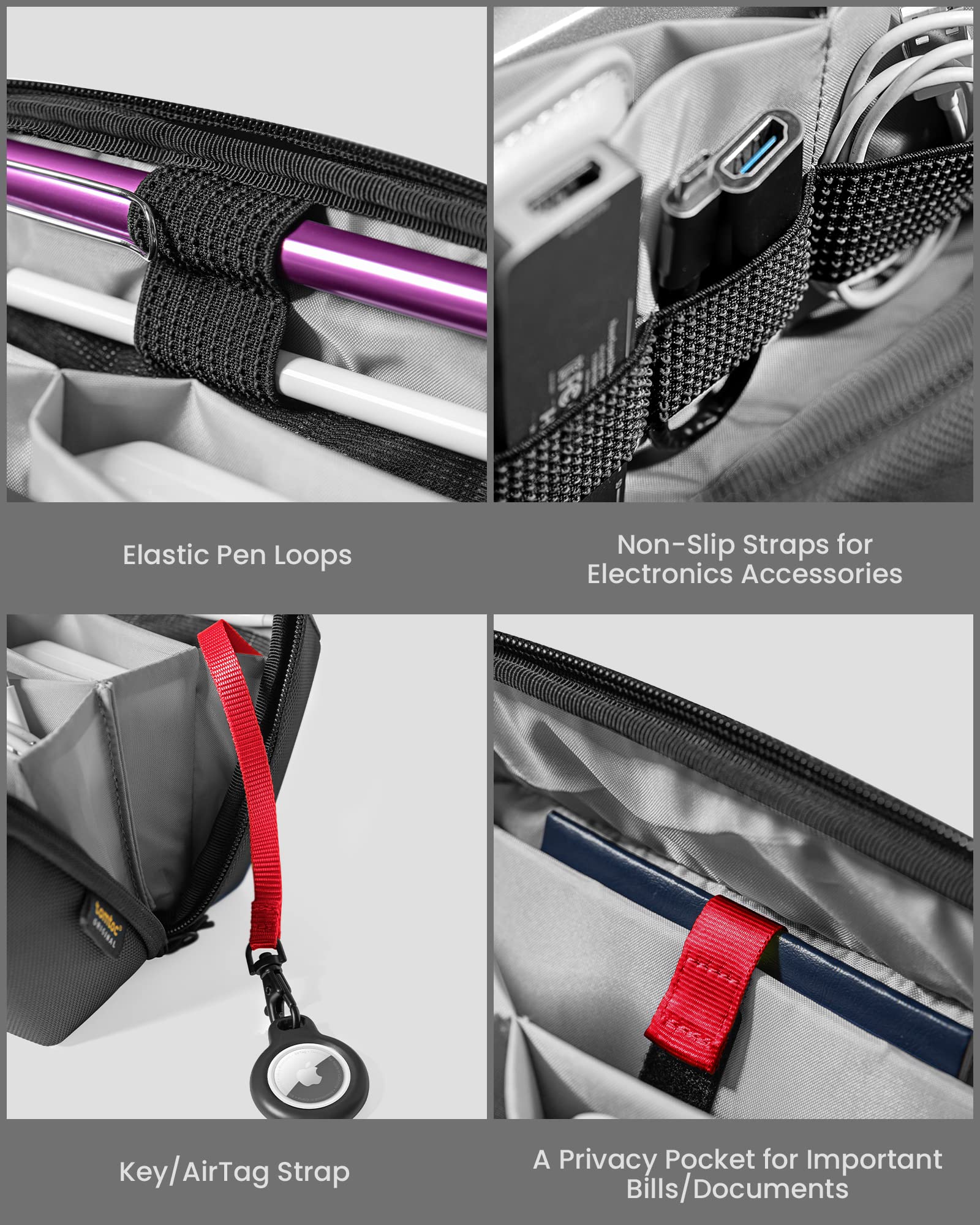 Foto 3 | Organizador Electrónico, Accesorio, Bolsa Tecnológica, Tomtoc, Color Negro - Venta Internacional.