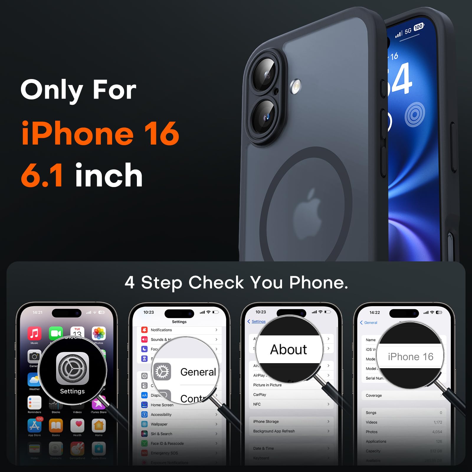 Foto 3 pulgar | Funda Magnética Tocol 3 En 1 Para Iphone 16 De 6.1 Pulgadas, Negra - Venta Internacional.