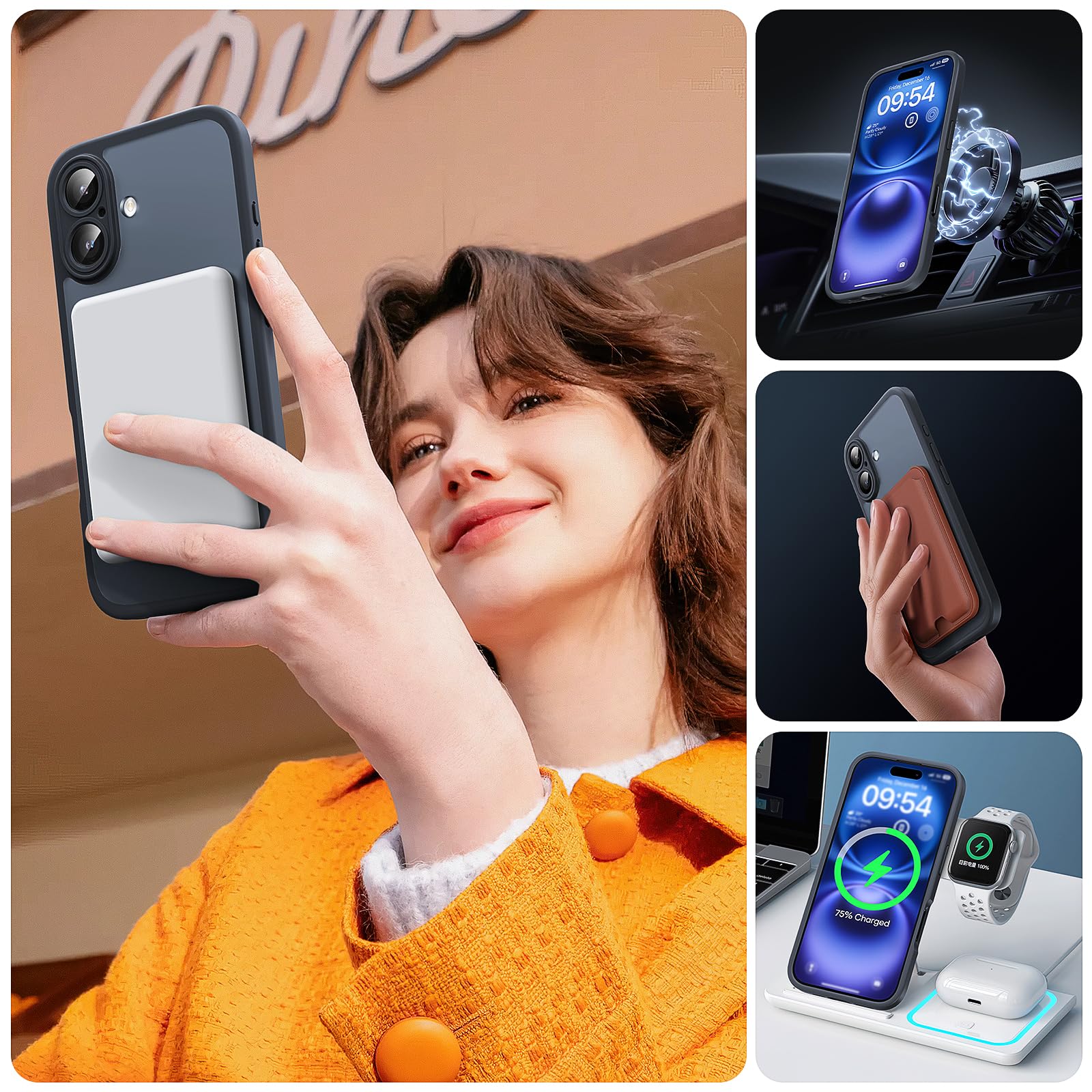 Foto 6 | Funda Magnética Tocol 3 En 1 Para Iphone 16 De 6.1 Pulgadas, Negra - Venta Internacional.