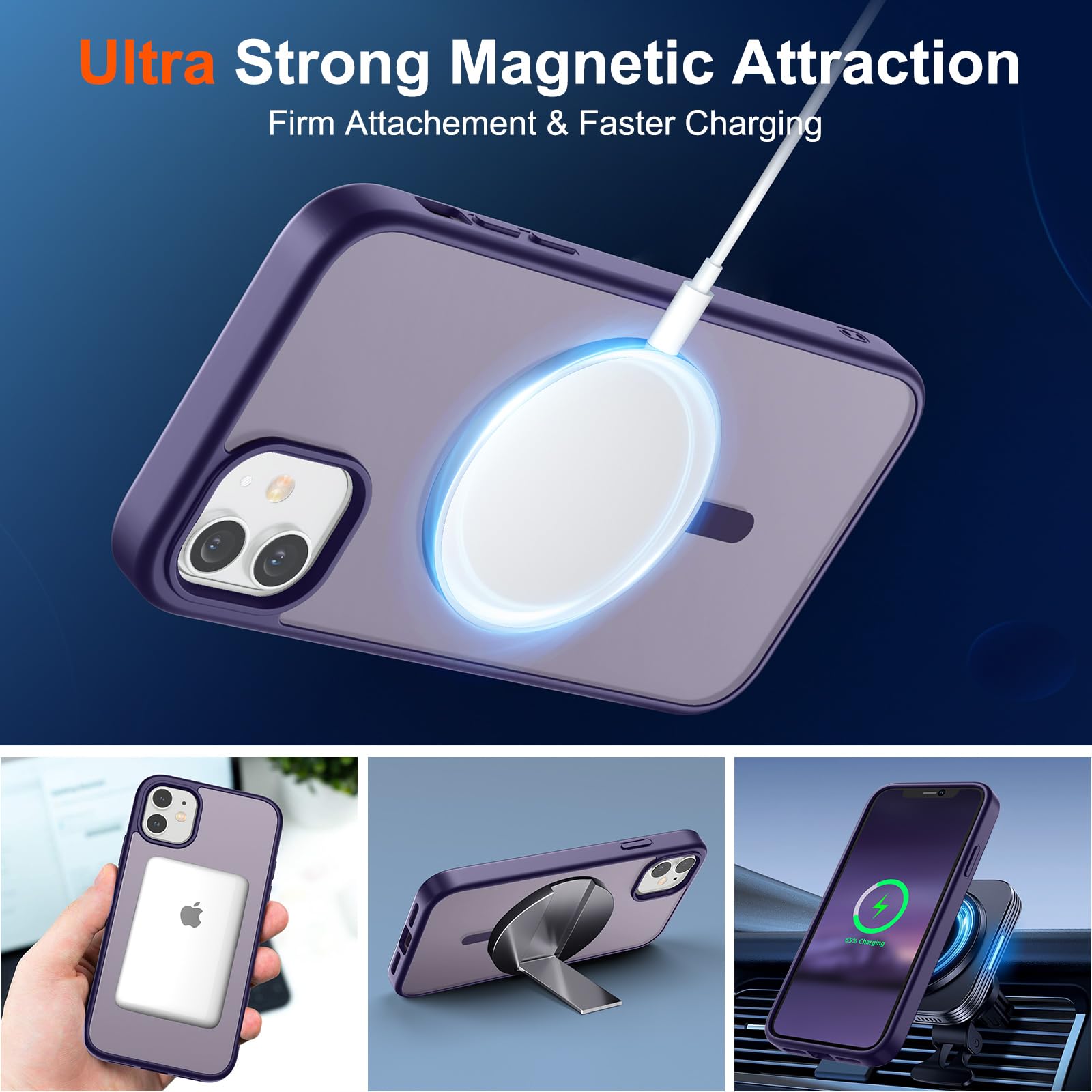 Foto 6 pulgar | Funda Magnética Supfine Para Iphone 12/12 Pro, Color Morado Oscuro - Venta Internacional.