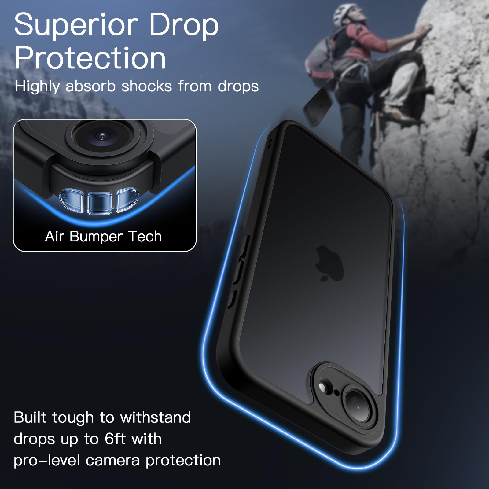 Foto 4 pulgar | Funda Jetech Matte Para Iphone 16e De 6.1 Pulgadas 2025, Color Negro - Venta Internacional.