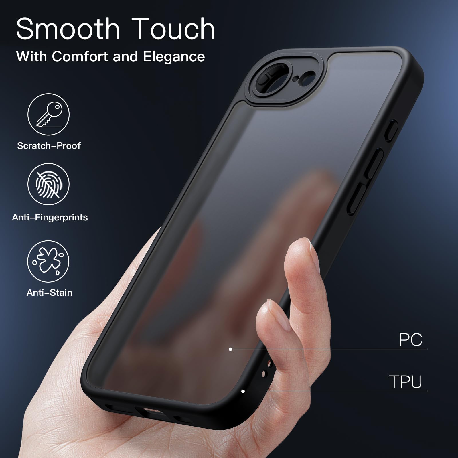 Foto 5 pulgar | Funda Jetech Matte Para Iphone 16e De 6.1 Pulgadas 2025, Color Negro - Venta Internacional.