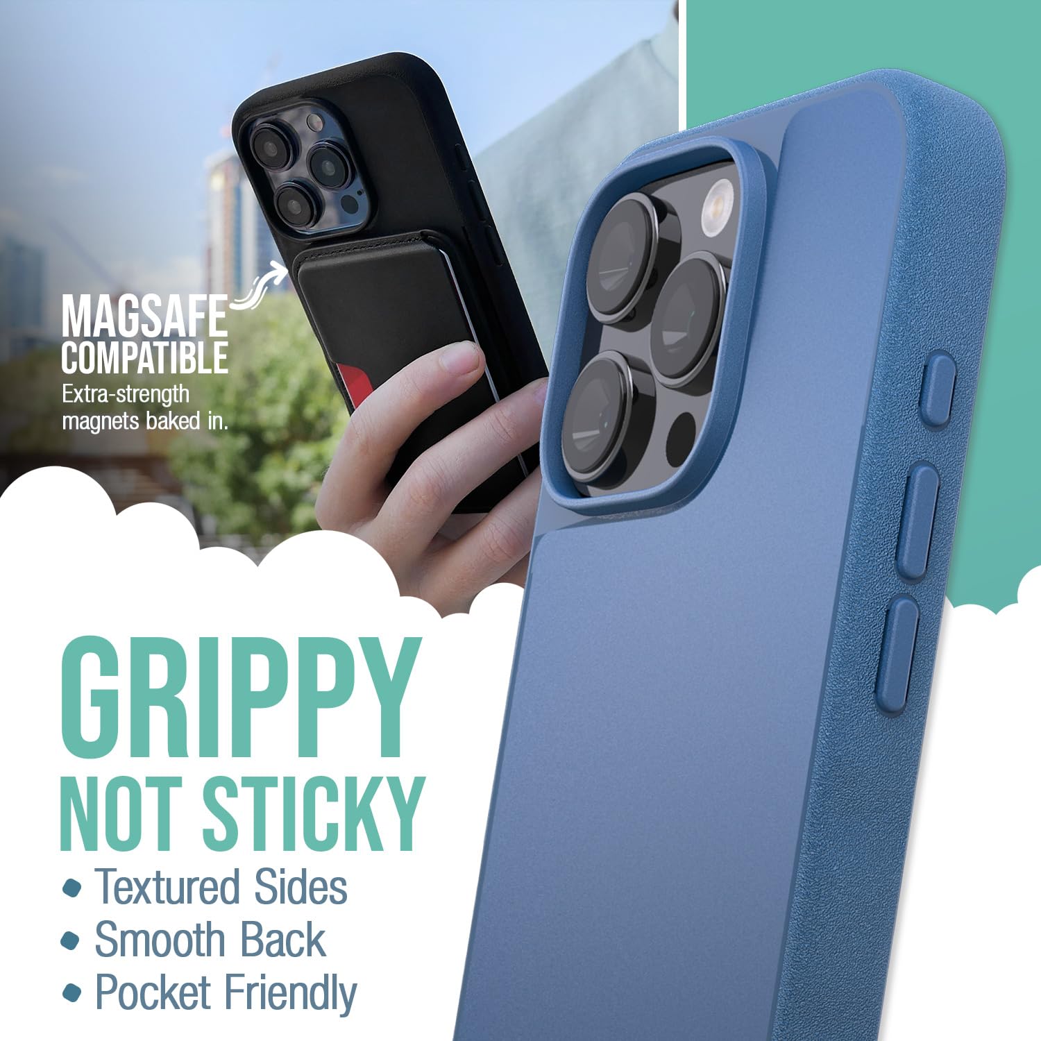 Foto 3 pulgar | Funda Para Teléfono Smartish  Iphone 16 Pro Magnetic Gripmunk Blues - Venta Internacional.