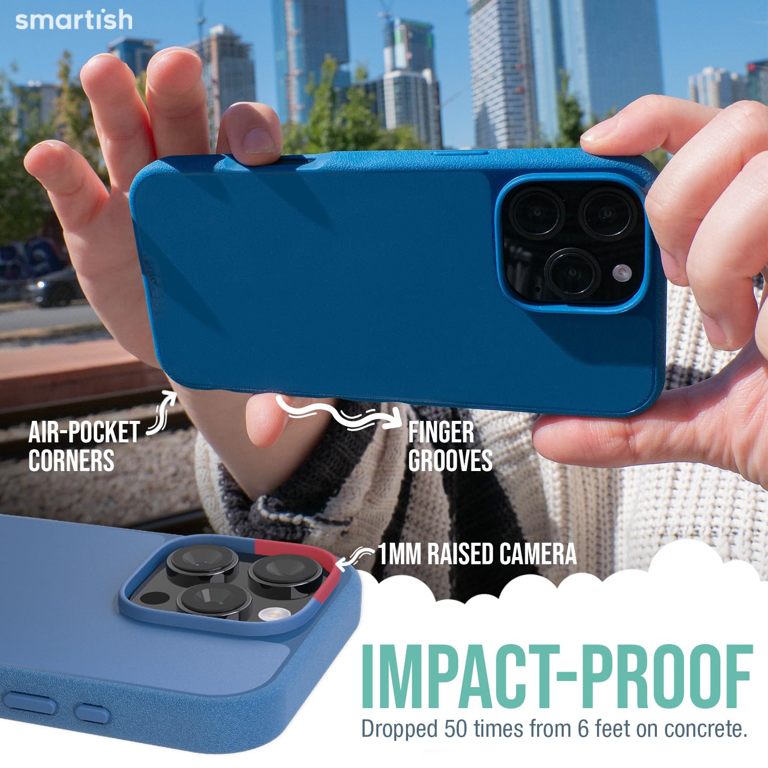 Foto 5 pulgar | Funda Para Teléfono Smartish  Iphone 16 Pro Magnetic Gripmunk Blues - Venta Internacional.