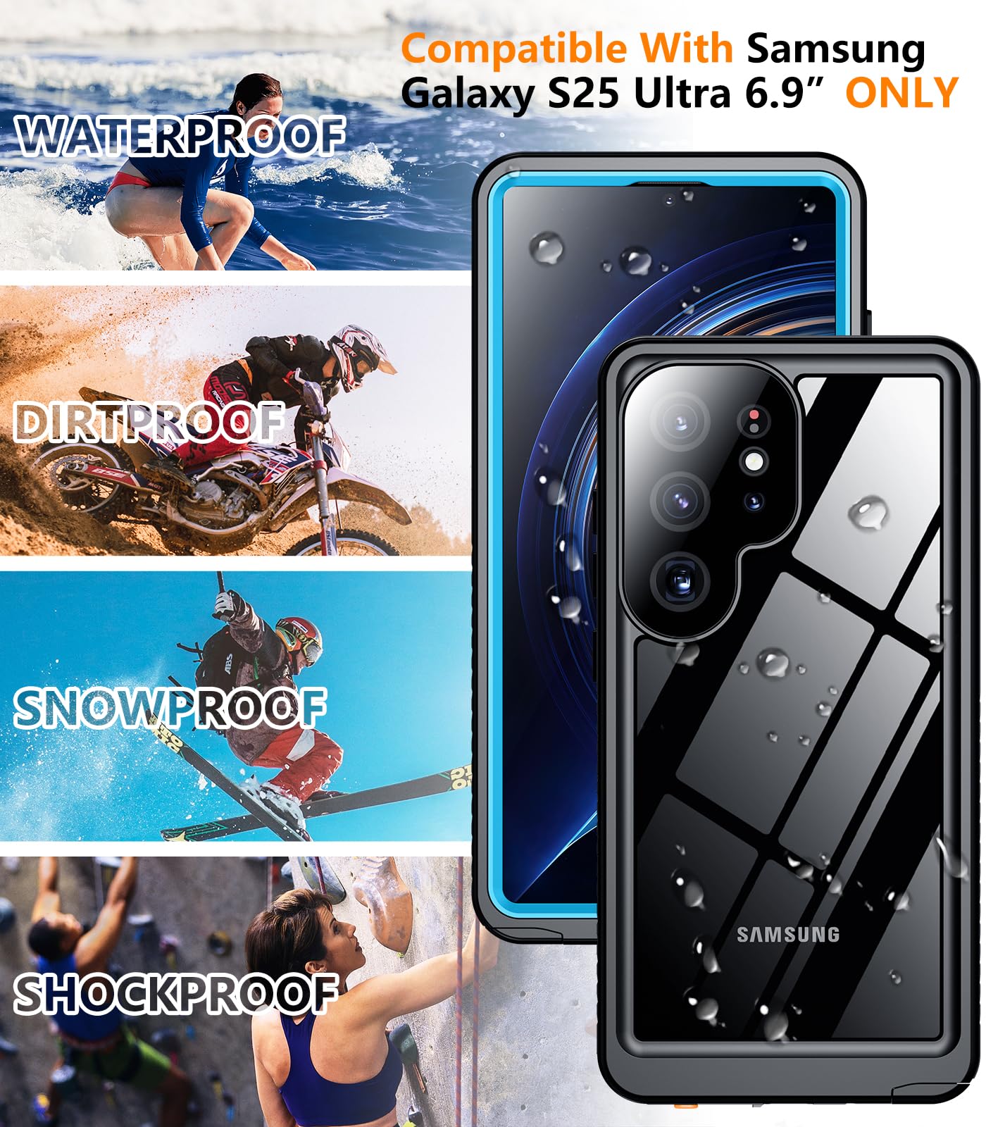 Foto 3 pulgar | Funda De Teléfono Temdan Impermeable Con Lente Para Samsung Galaxy S25 Ultra - Venta Internacional.