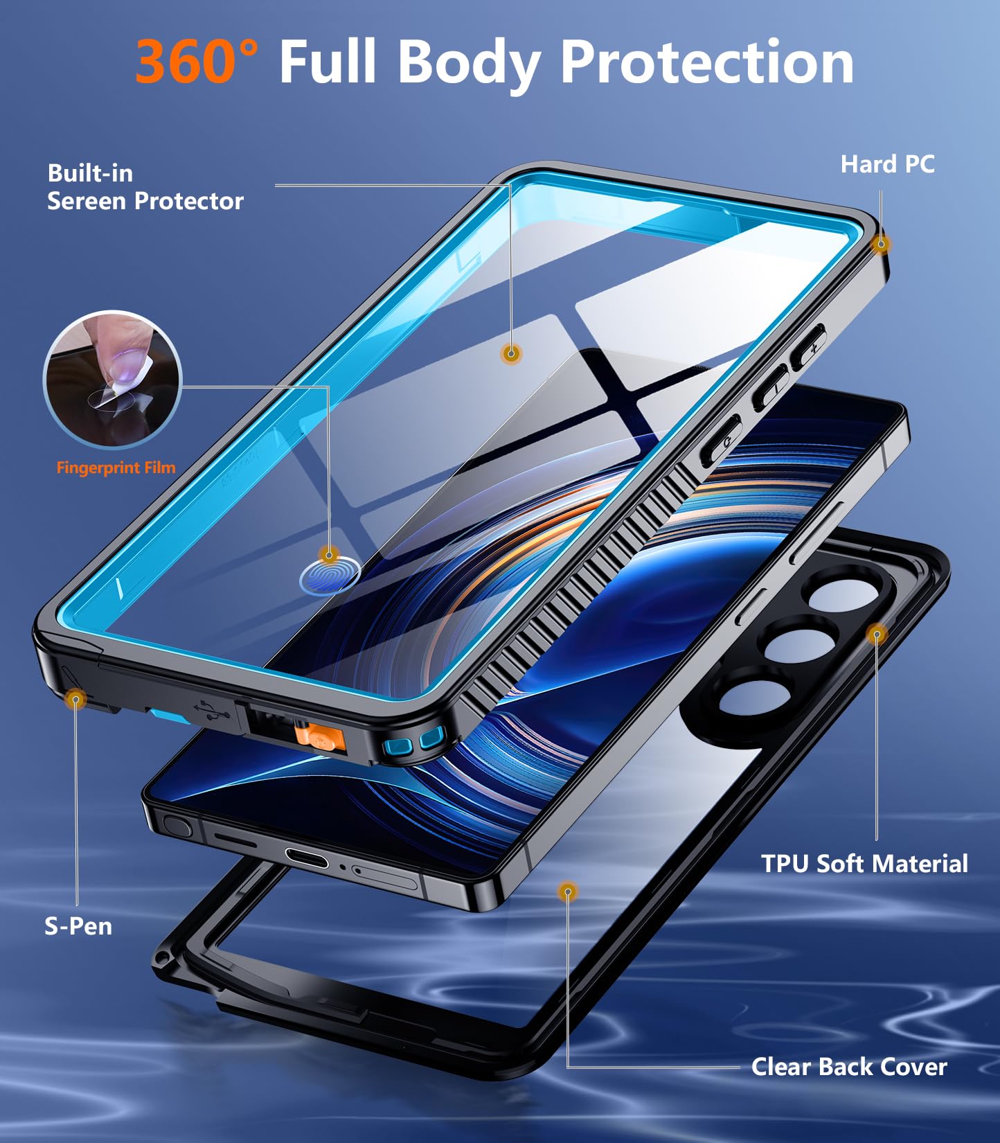 Foto 5 | Funda De Teléfono Temdan Impermeable Con Lente Para Samsung Galaxy S25 Ultra - Venta Internacional.