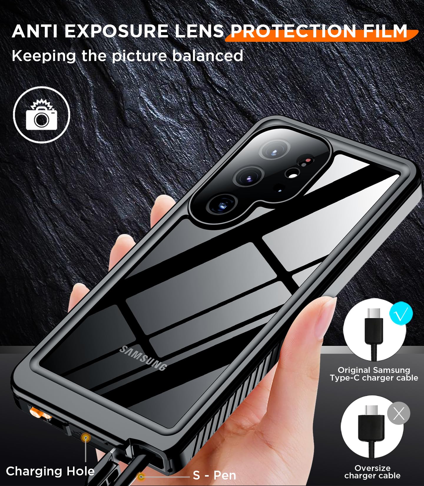 Foto 8 pulgar | Funda De Teléfono Temdan Impermeable Con Lente Para Samsung Galaxy S25 Ultra - Venta Internacional.