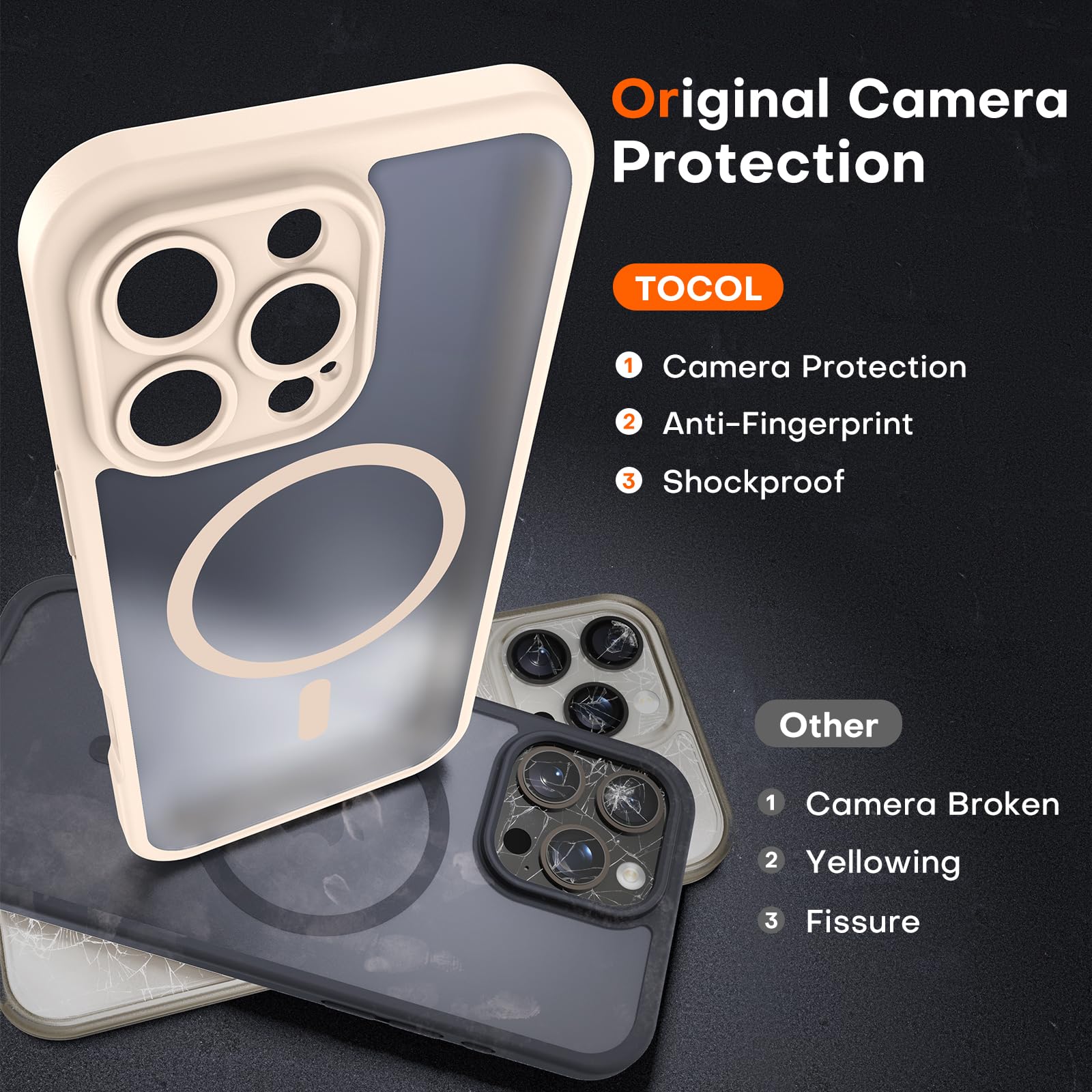 Foto 6 pulgar | Funda De Teléfono Tocol Magnetic Para Iphone 16 Pro Max De 6.9 Pulgadas, Color Dorado - Venta Internacional.