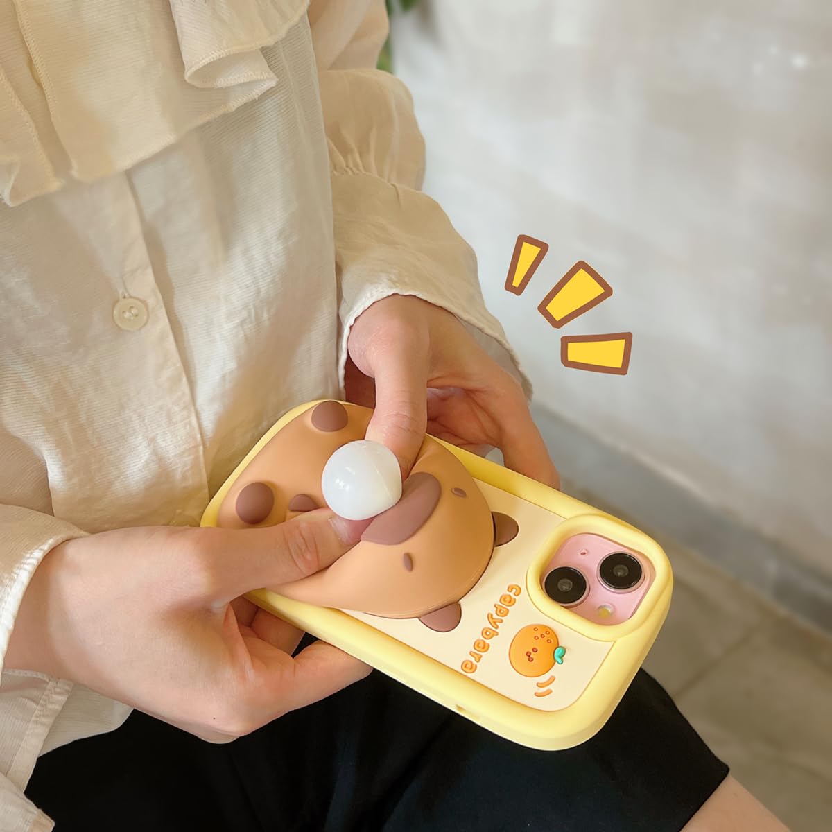 Foto 2 | Funda De Teléfono Qokcoahn Para Iphone 14, Bonito Capibara Con Llavero - Venta Internacional.