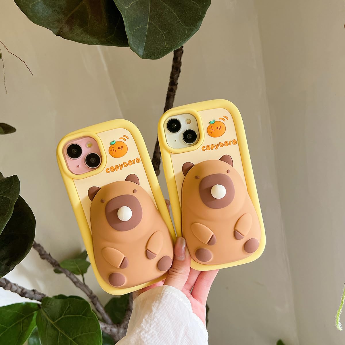 Foto 8 pulgar | Funda De Teléfono Qokcoahn Para Iphone 14, Bonito Capibara Con Llavero - Venta Internacional.