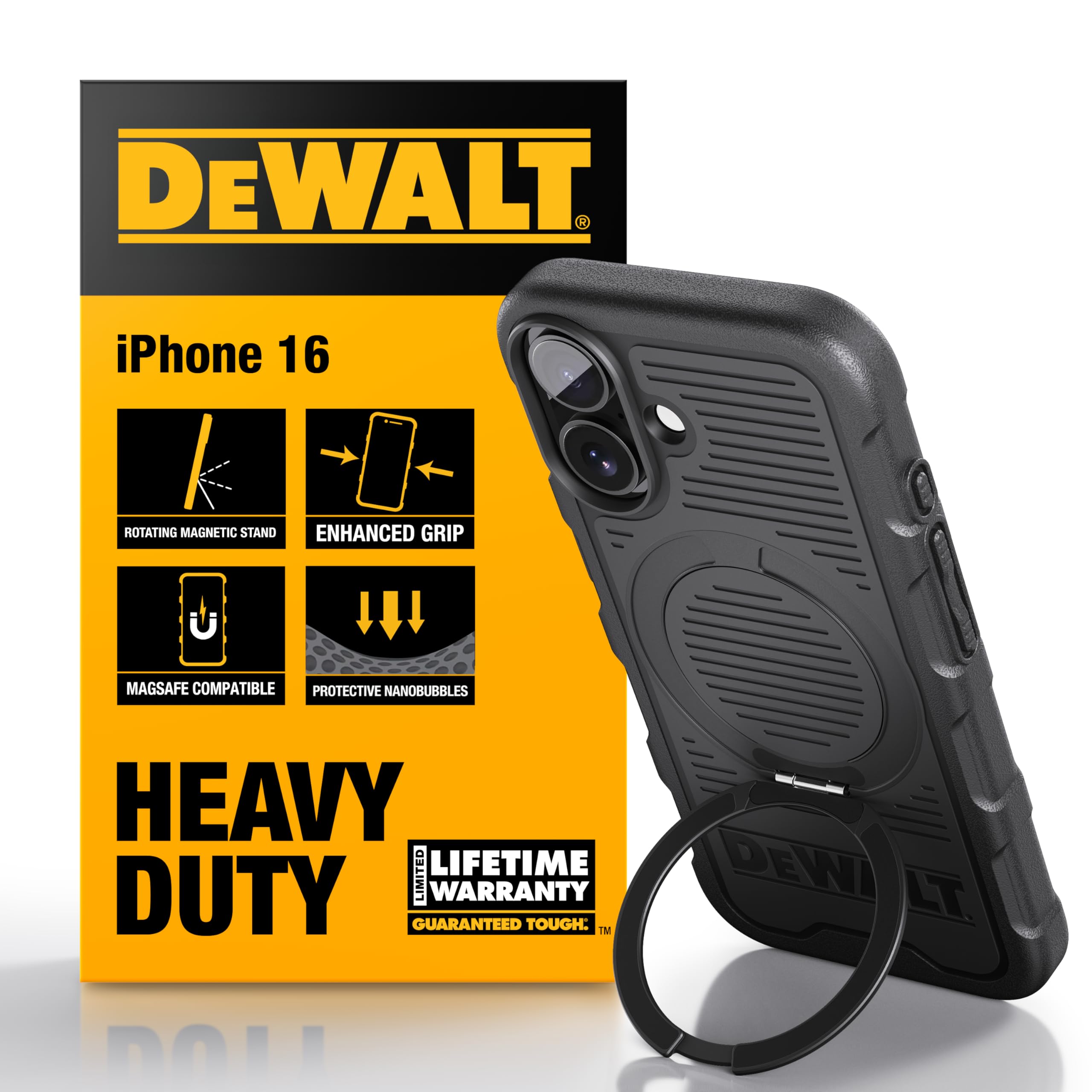 Foto 1 | Funda De Teléfono Dewalt Con Anillo Magnético Giratorio De 360° Para Iphone 16 - Venta Internacional.