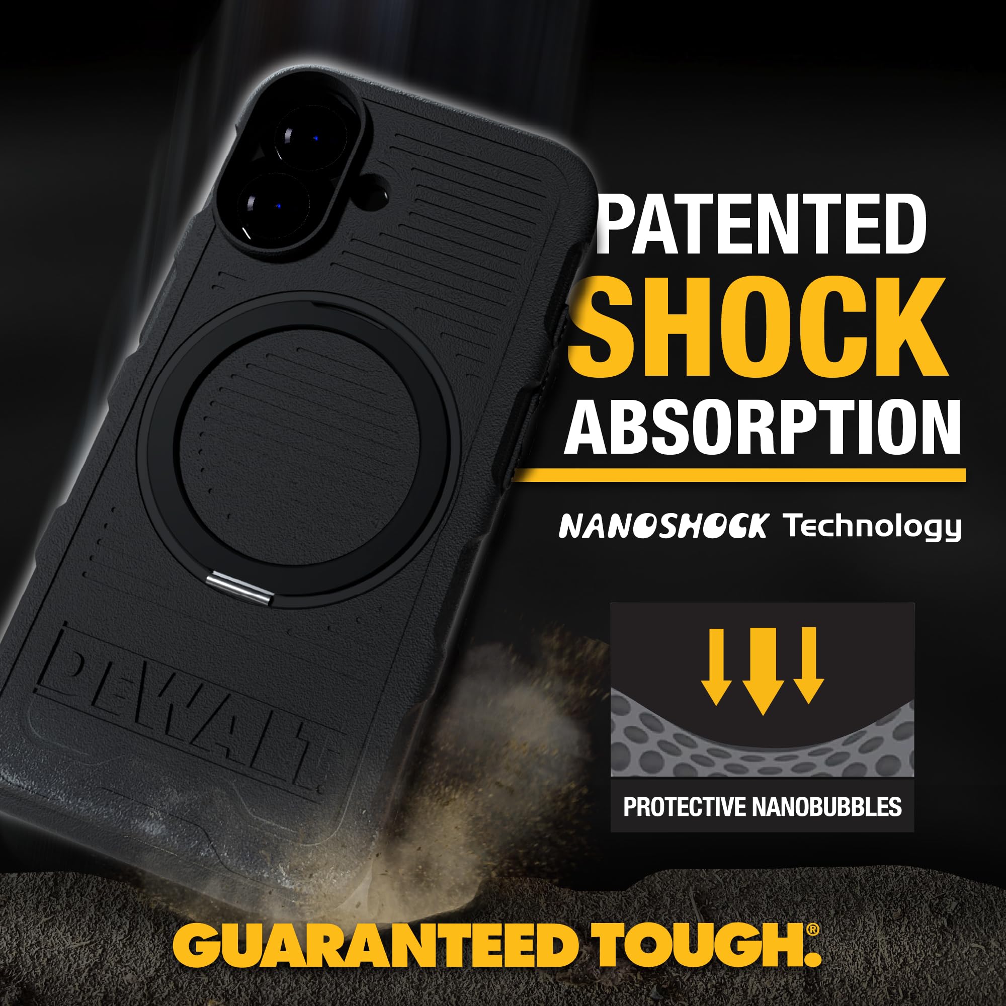 Foto 5 pulgar | Funda De Teléfono Dewalt Con Anillo Magnético Giratorio De 360° Para Iphone 16 - Venta Internacional.