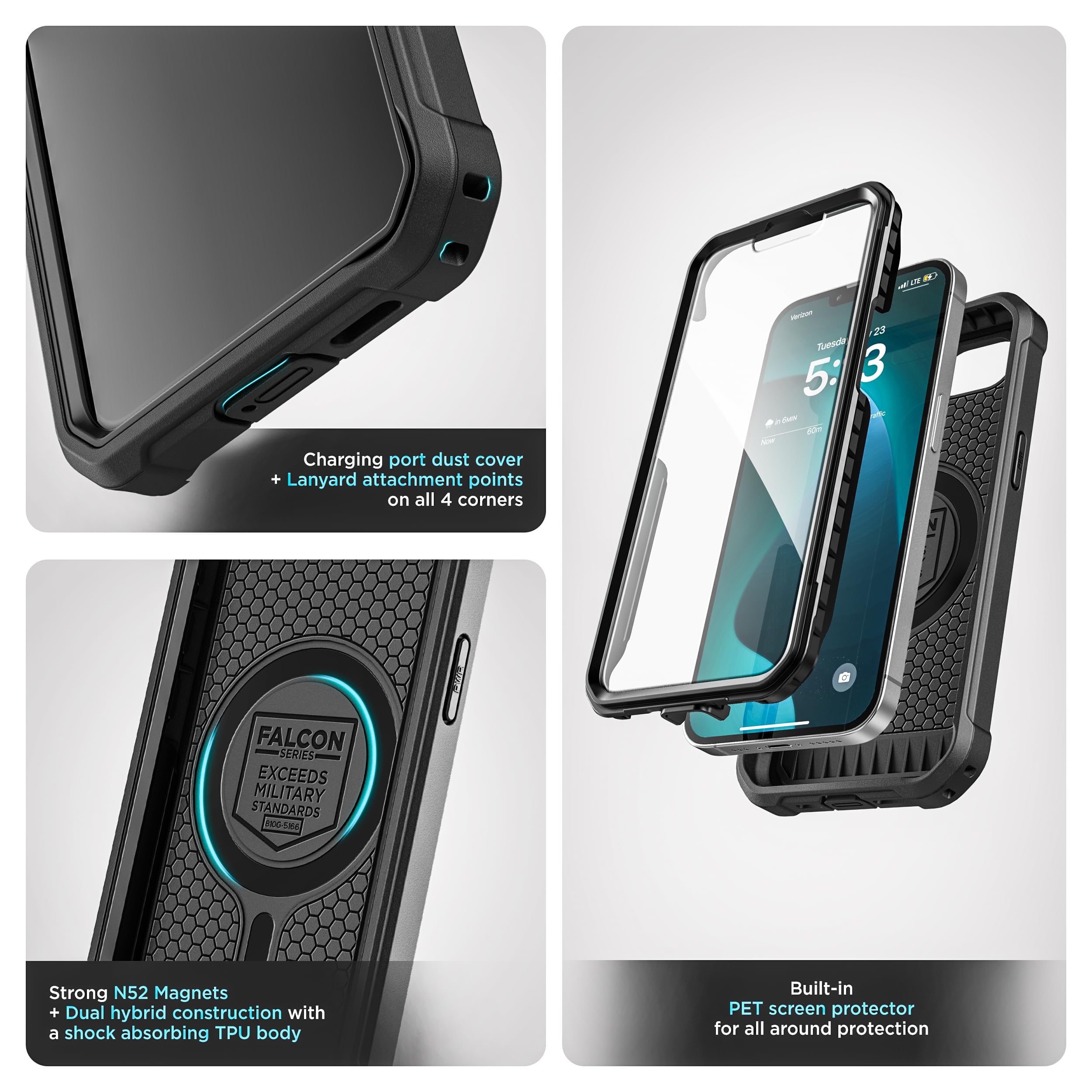 Foto 4 pulgar | Funda Protectora Con Carcasa Falcon Series Para Iphone 16e, Color Negro - Venta Internacional.