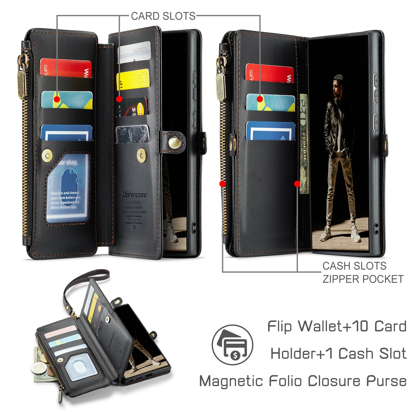 Foto 4 pulgar | Funda Wallet Defense Para Samsung Galaxy S25 Ultra 6.9, Color Negro - Venta Internacional.