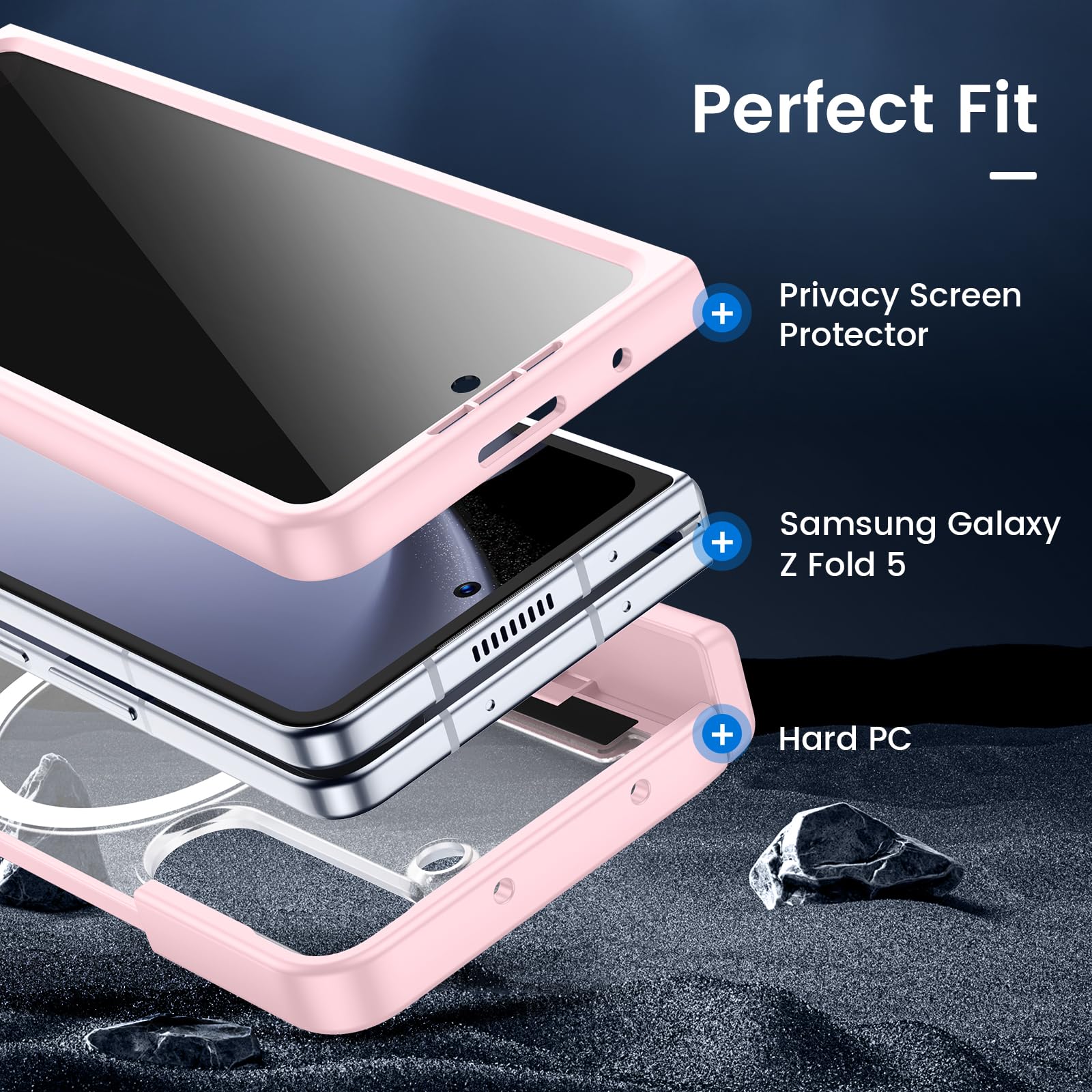 Foto 4 pulgar | Funda Vego Para Samsung Galaxy Z Fold 5 Con Soporte Para Bolígrafos, Color Rosa - Venta Internacional.