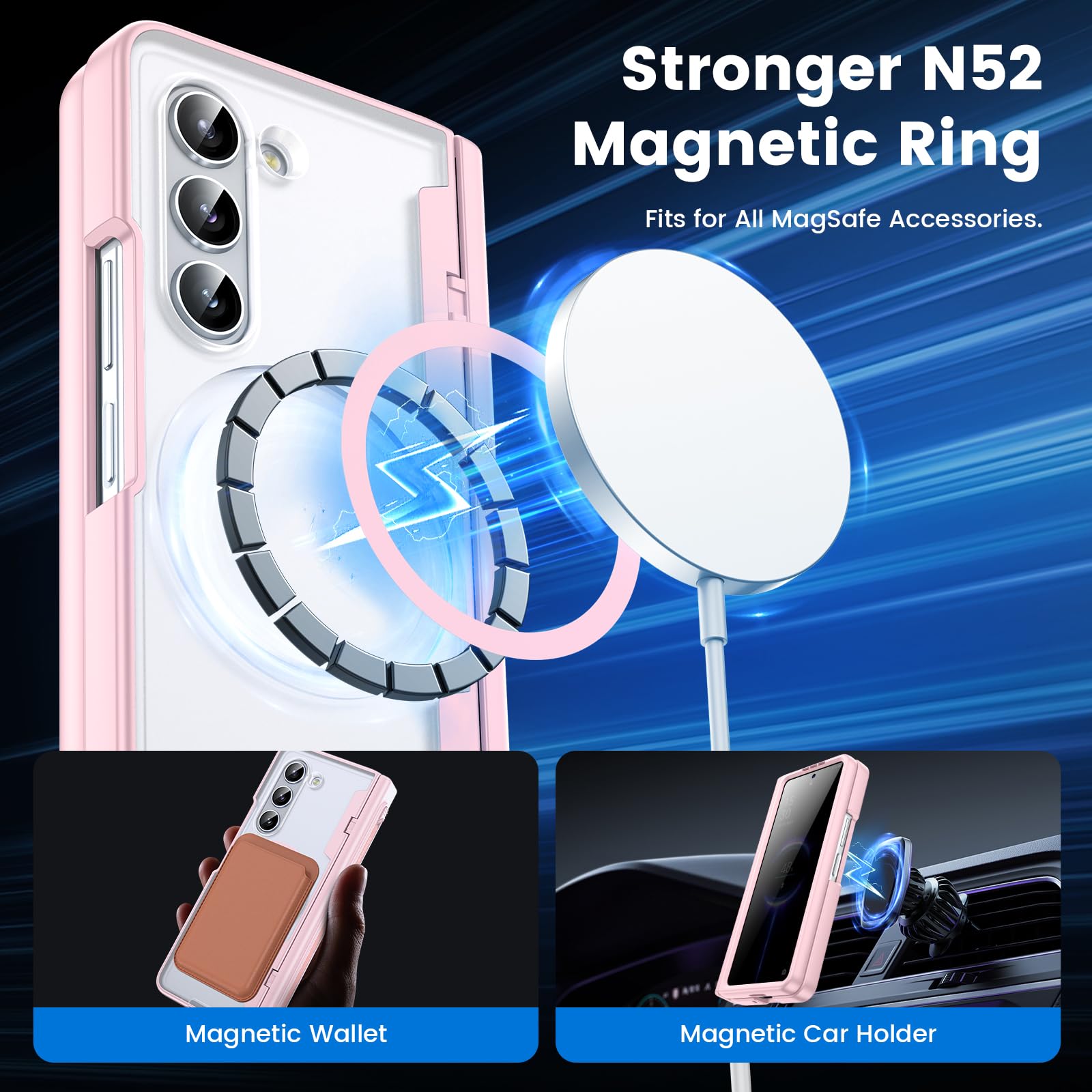 Foto 6 pulgar | Funda Vego Para Samsung Galaxy Z Fold 5 Con Soporte Para Bolígrafos, Color Rosa - Venta Internacional.