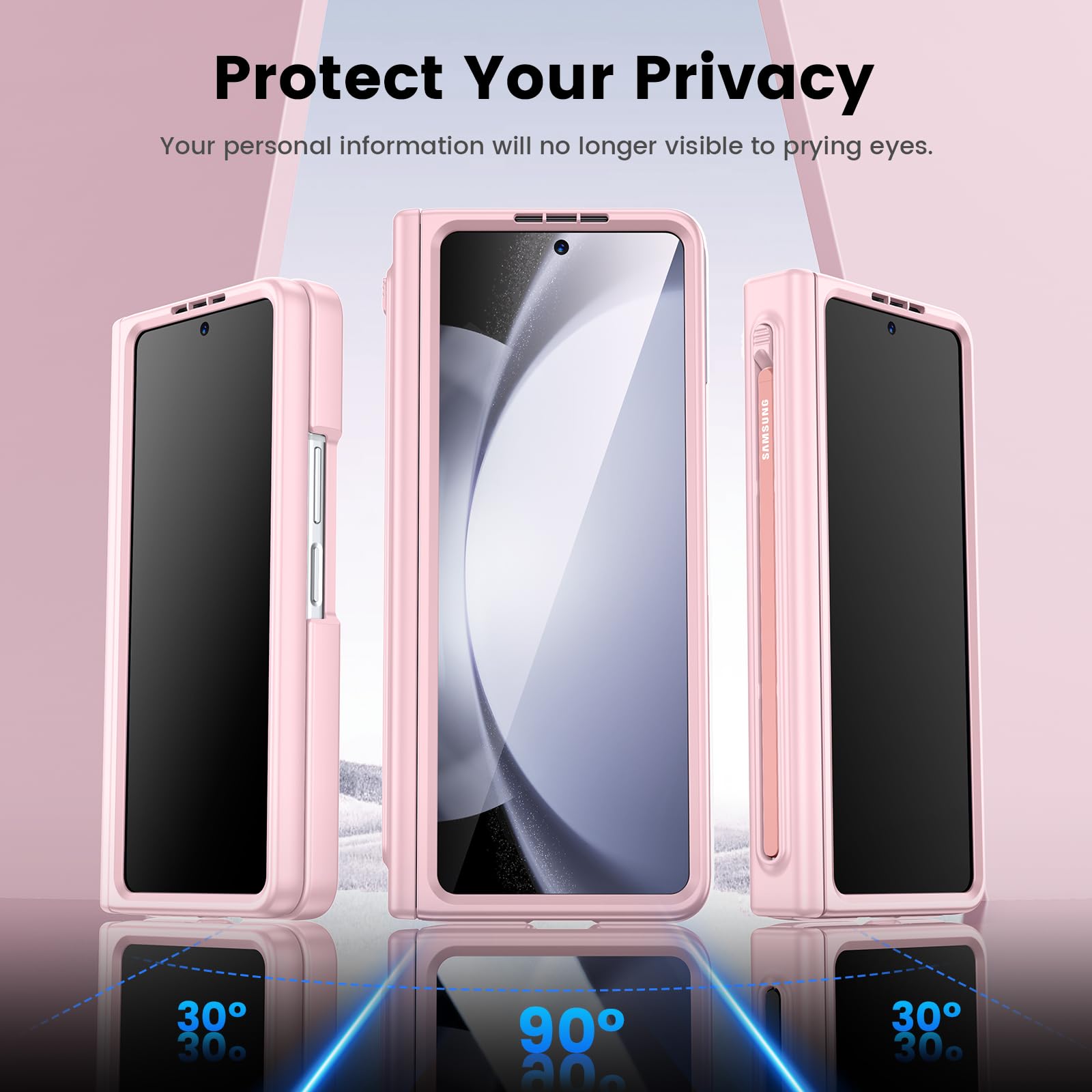 Foto 7 pulgar | Funda Vego Para Samsung Galaxy Z Fold 5 Con Soporte Para Bolígrafos, Color Rosa - Venta Internacional.