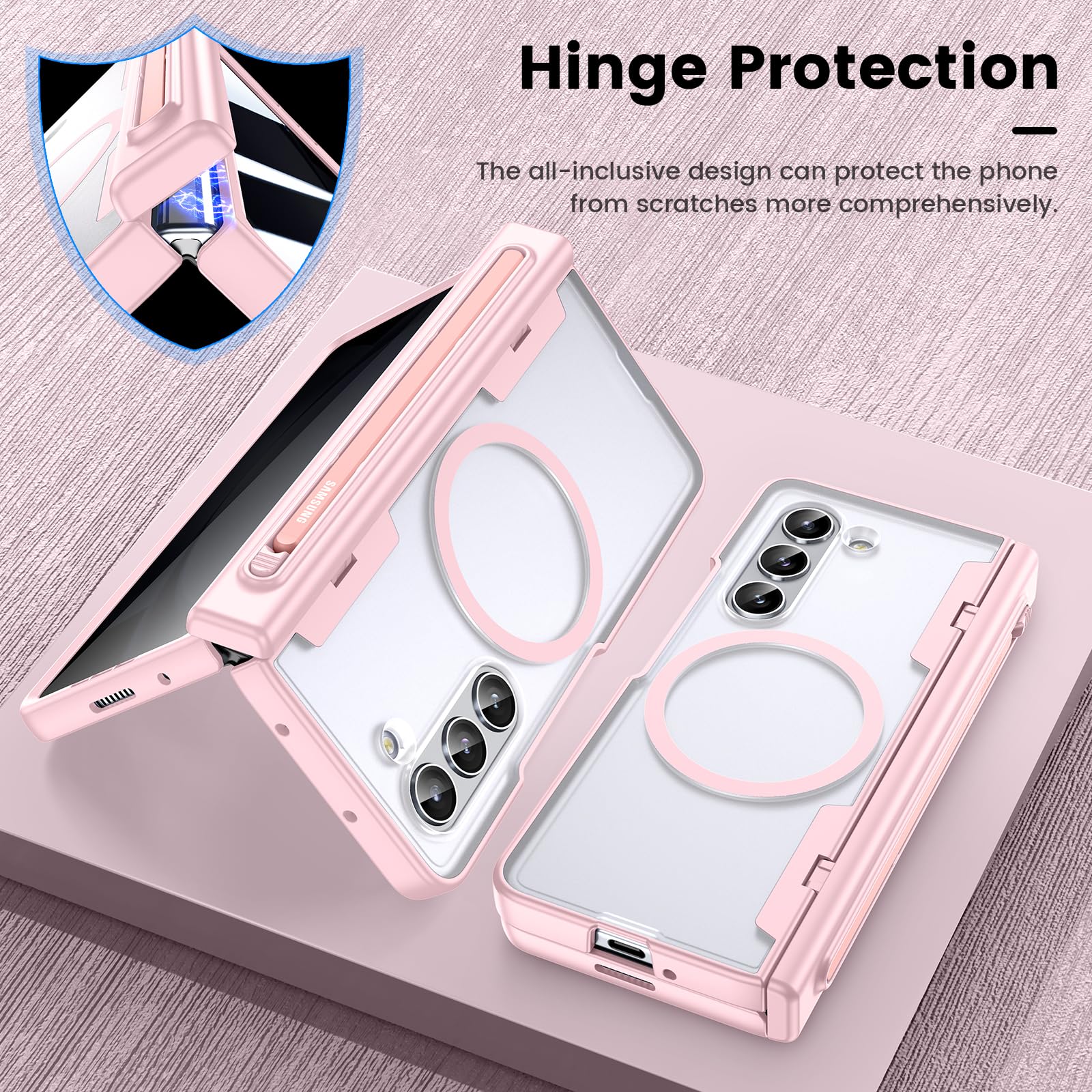 Foto 8 pulgar | Funda Vego Para Samsung Galaxy Z Fold 5 Con Soporte Para Bolígrafos, Color Rosa - Venta Internacional.