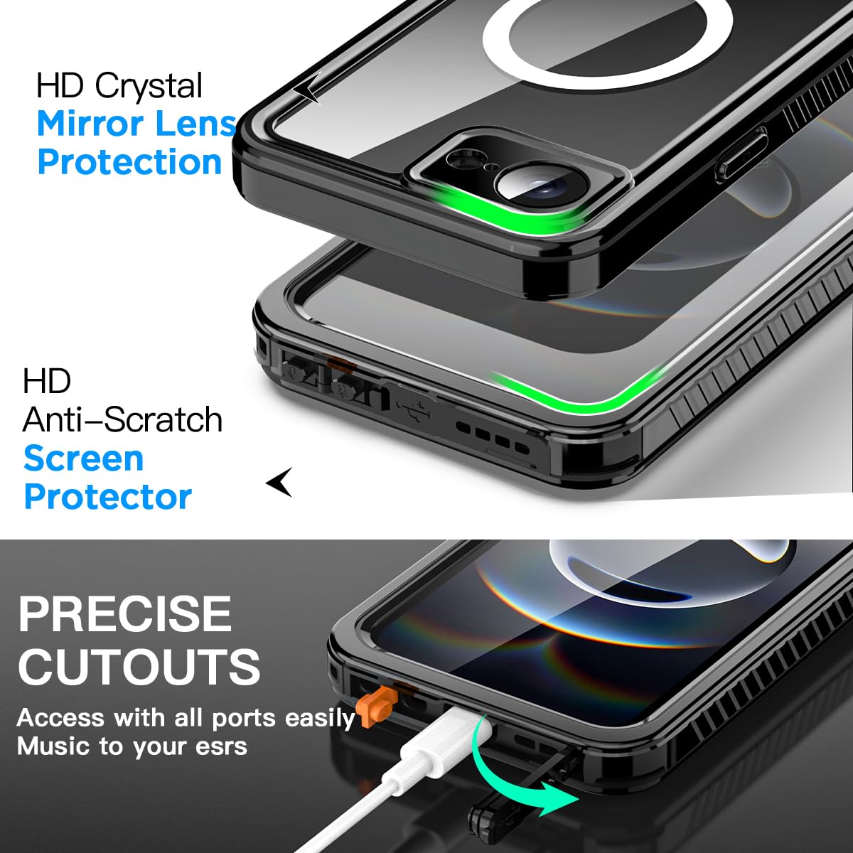 Foto 6 pulgar | Funda Aicase Para Iphone 16e, Impermeable Y Transparente Con Magsafe - Venta Internacional.
