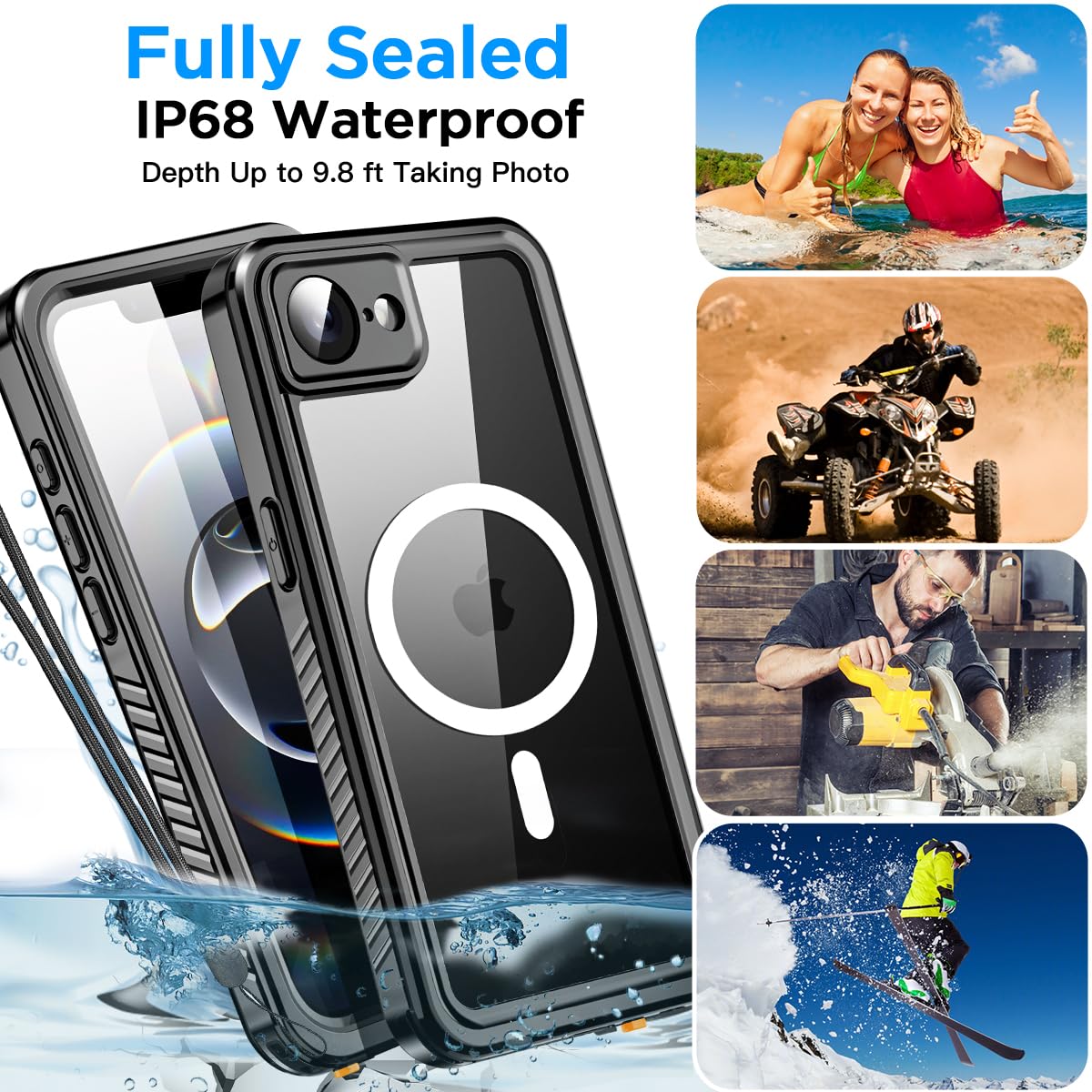 Foto 7 pulgar | Funda Aicase Para Iphone 16e, Impermeable Y Transparente Con Magsafe - Venta Internacional.