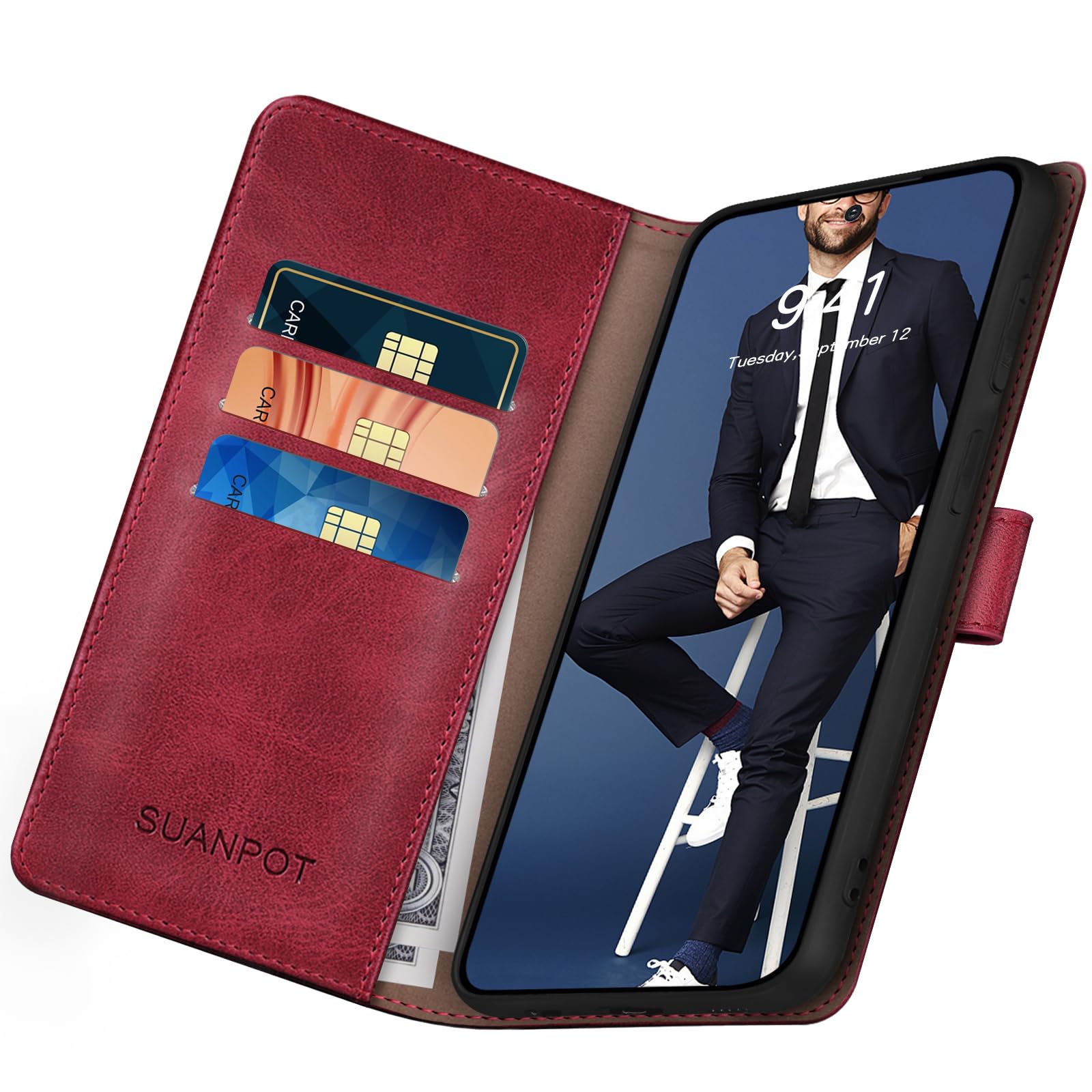Foto 6 pulgar | Funda Tipo Cartera Suanpot Compatible Con Samsung Galaxy S25 Roja - Venta Internacional.