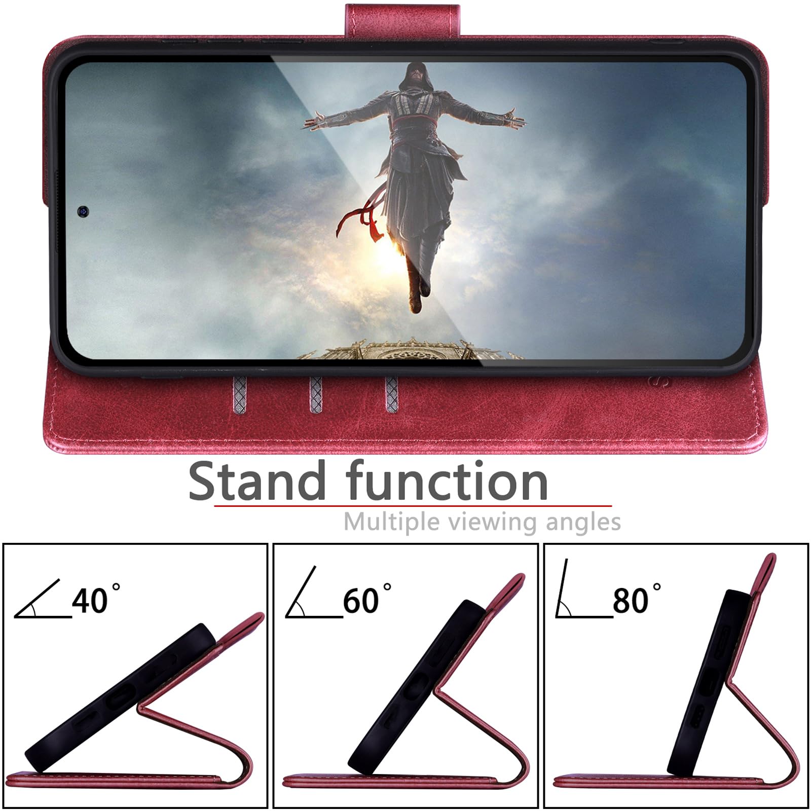 Foto 8 pulgar | Funda Tipo Cartera Suanpot Compatible Con Samsung Galaxy S25 Roja - Venta Internacional.