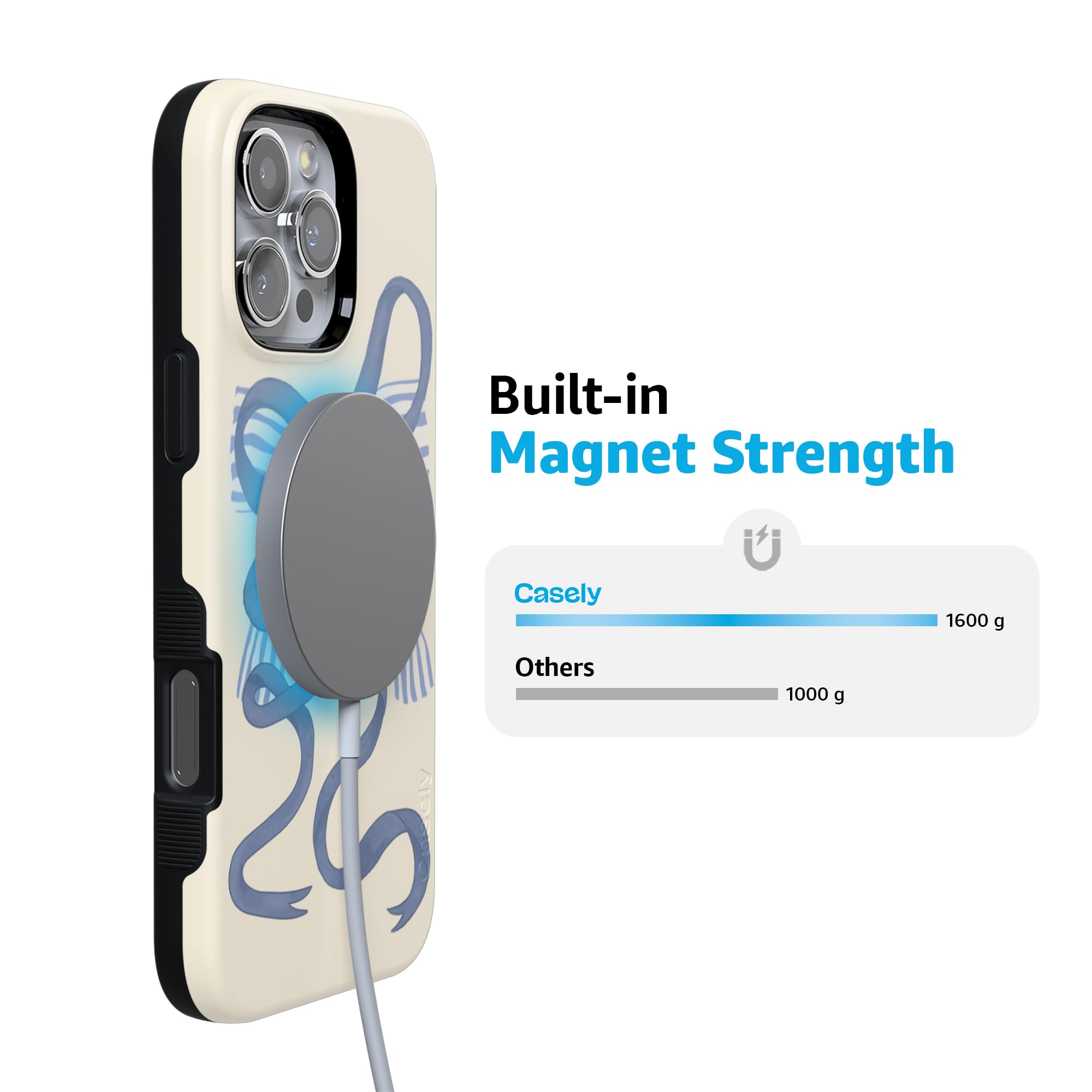 Foto 5 pulgar | Funda Para Teléfono Casely Heartstrings Blue Bow Coquette Para Iphone 16 Pro Max - Venta Internacional.