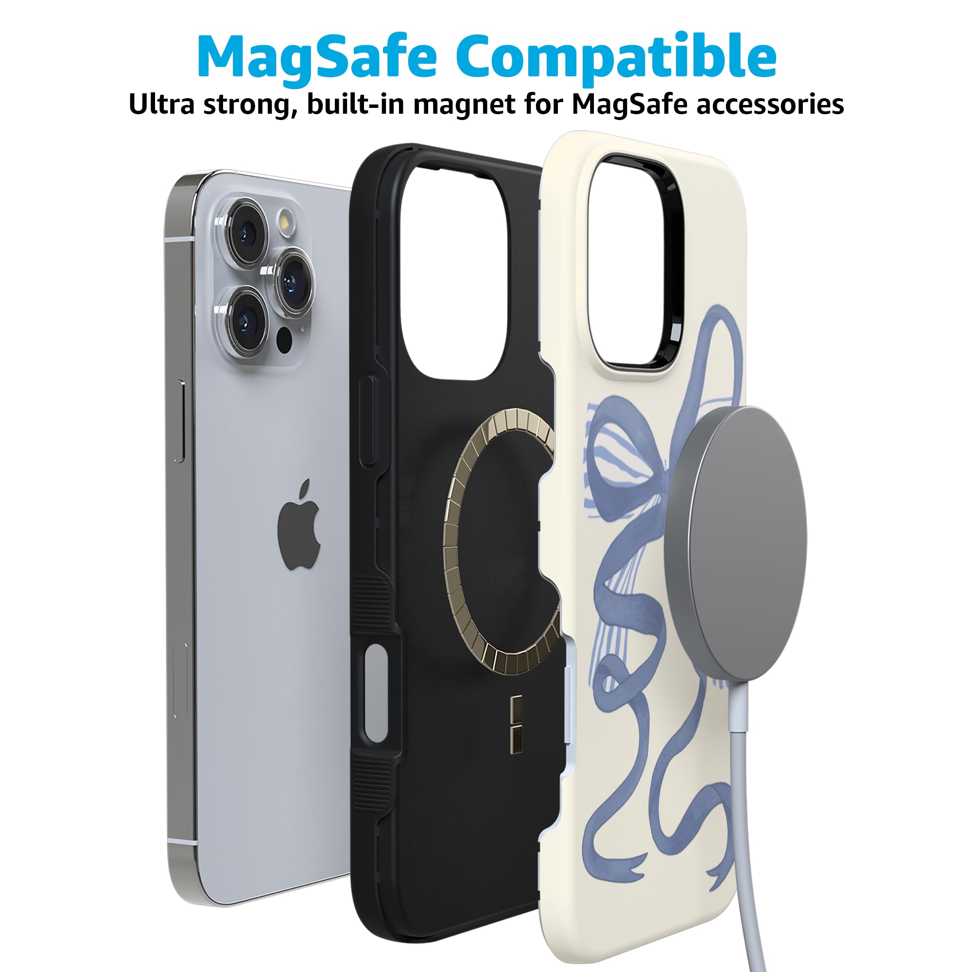Foto 5 | Funda Para Teléfono Casely Heartstrings Blue Bow Coquette Para Iphone 16 Pro Max - Venta Internacional.